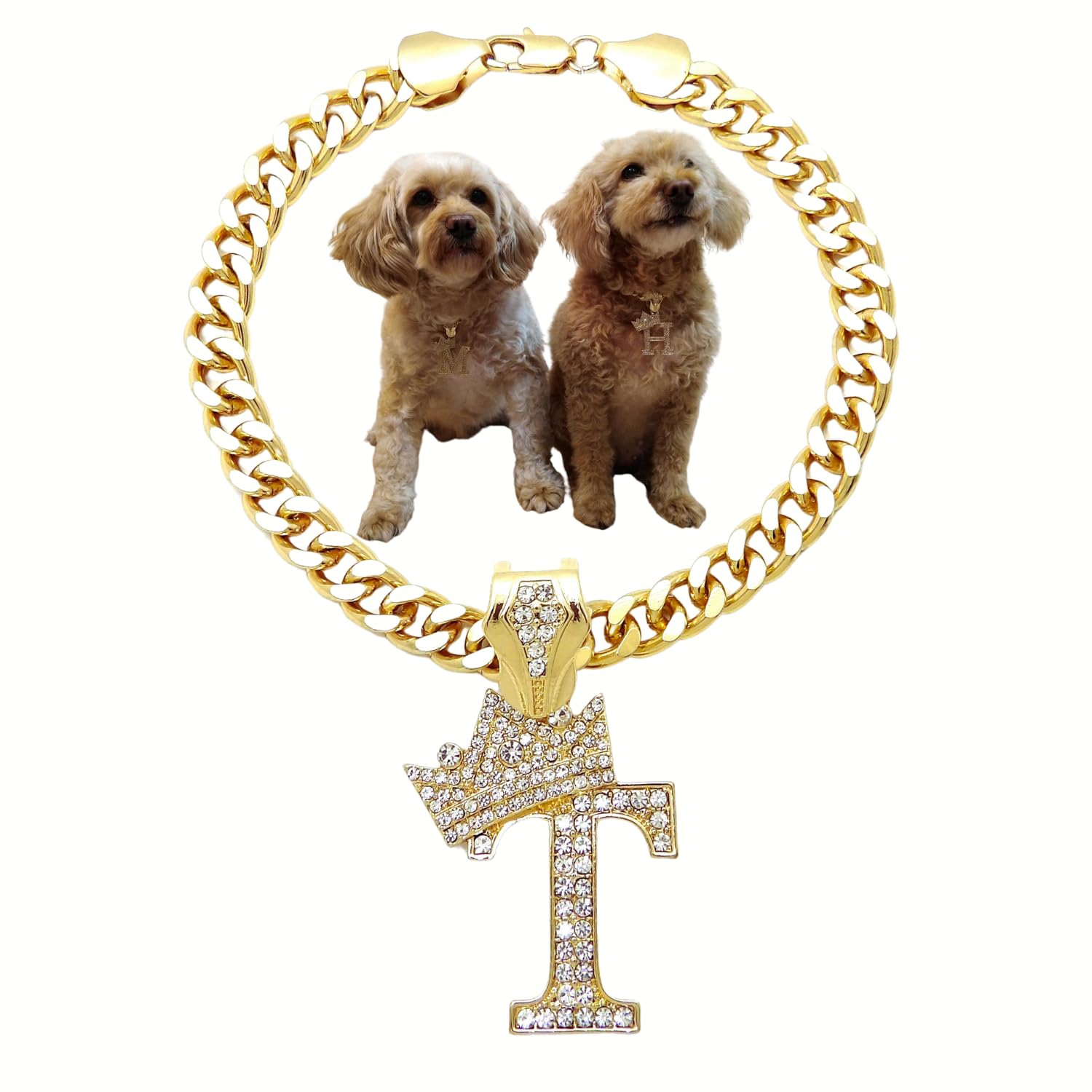 Initial Letter Cuban Chain Dog Chain Pet Chain Pet, Cat, Puppy Necklace (T, 30'')