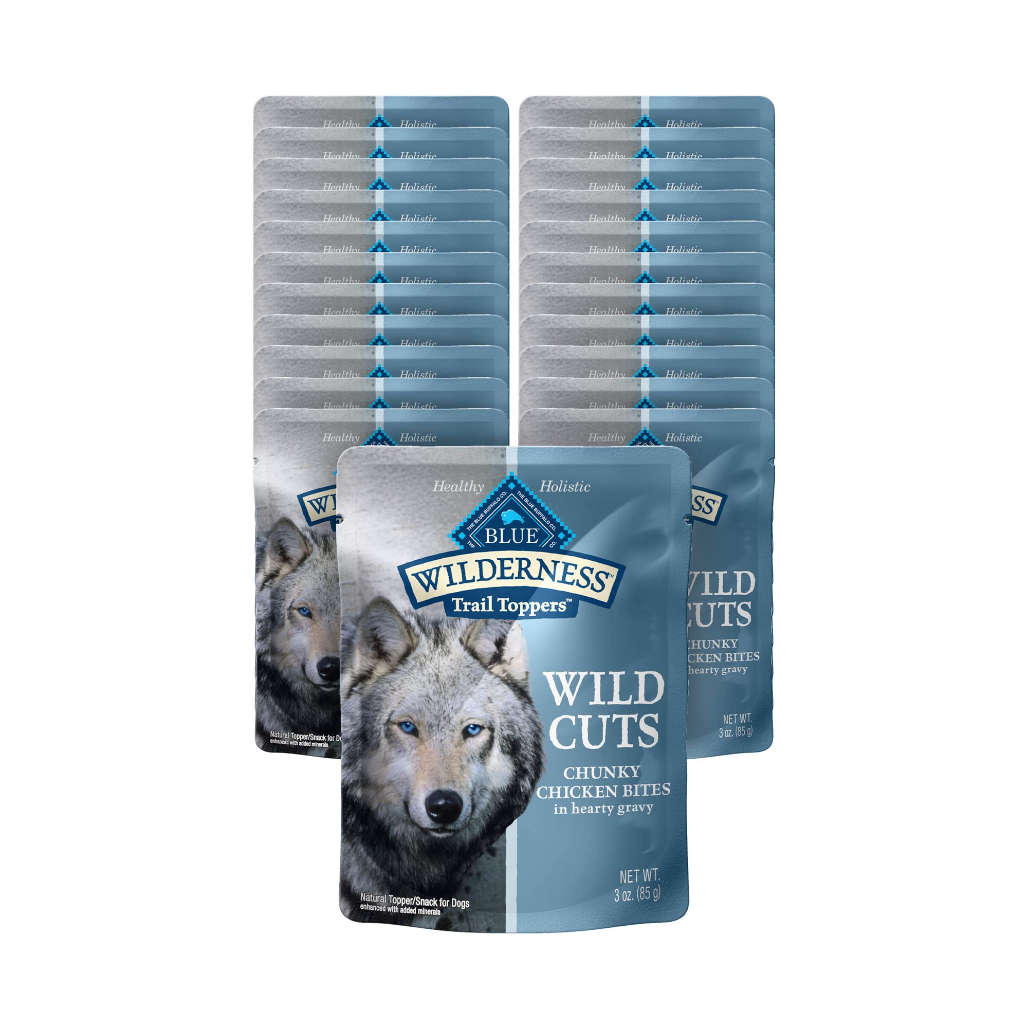 Blue Buffalo Wilderness Trail Toppers Wild Cuts High Protein Natural Wet Dog Food, Chunky Chicken Bites in Hearty Gravy, 3 Oz po