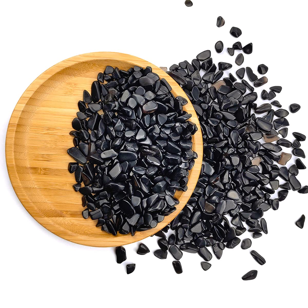 Wayber 1 Lb/460G Black Obsidian Quartz Crystal Stones Irregular Decorative Rocks Aquarium Pebbles Gravels For Fish Turtle Tank/Succulent Plants/Air Plants Decoration (Fill 1 Cup)