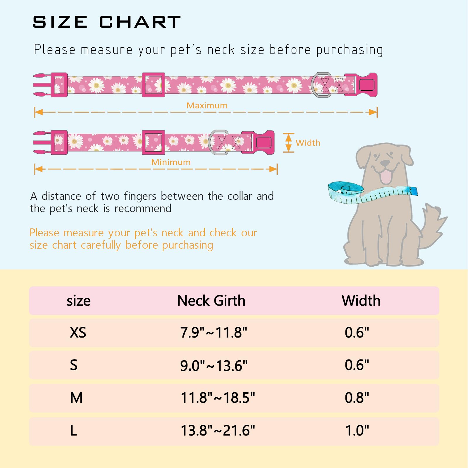 Faygarsle Cotton Dog Collar Cute Dog Collars For Small Medium Large Dogs Hot Pink Floral Colored Options Soft And Fancy Pet Collars For Girls Flower Pattern For Girl Dog Collar L