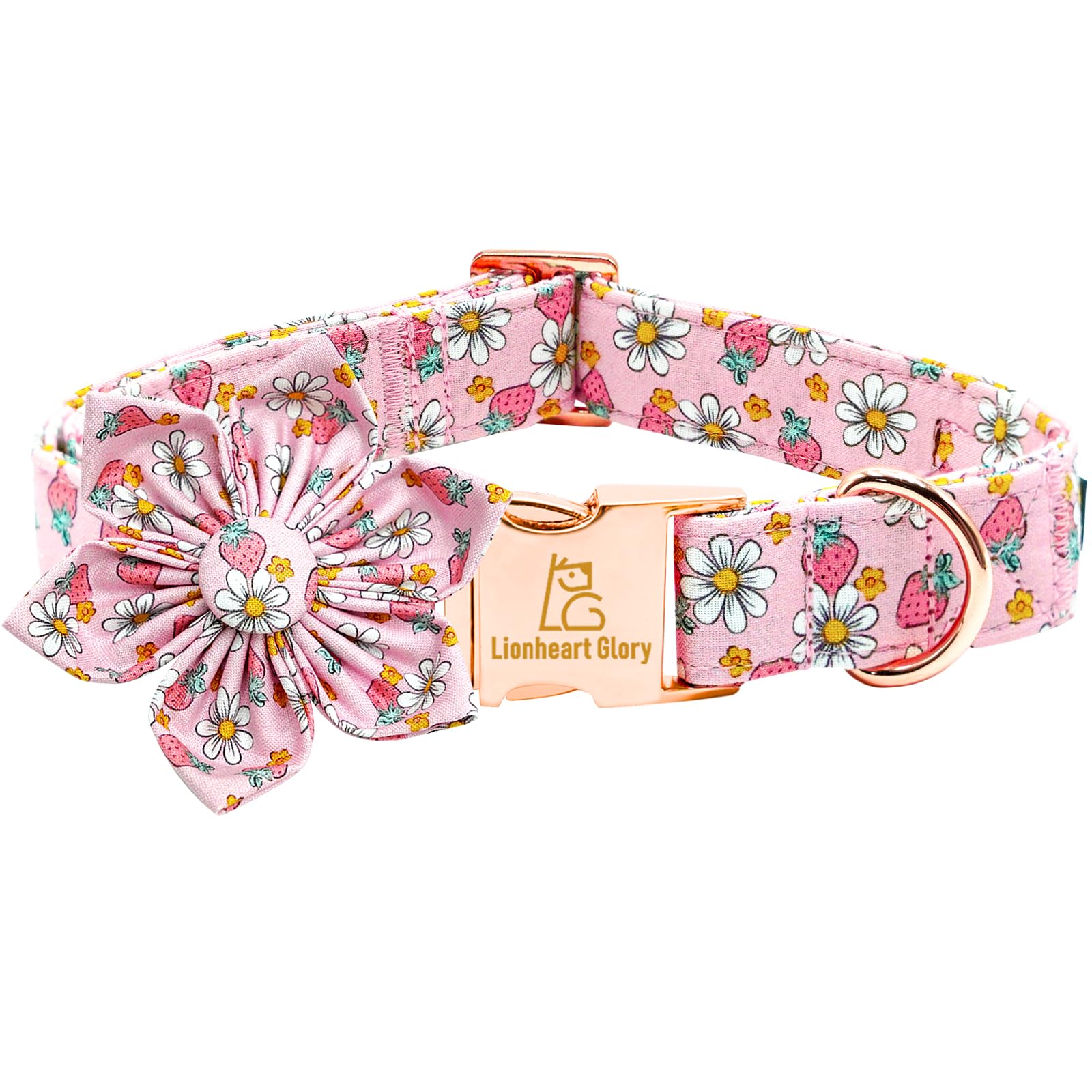 Lionheart glory Dog Collar Flower Collar Pink Dog Collar with Flower Spring Summer Cute Collar Dog Female Soft Durable Adjustabl