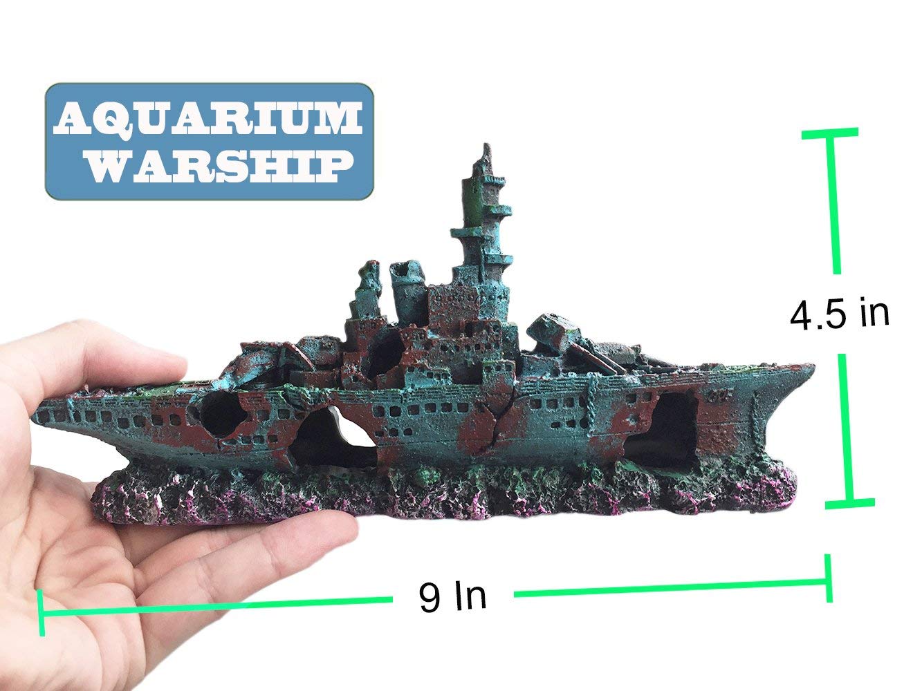 Slocme Aquarium Shipwreck Decorations Fish Tank Ornaments - Resin Material Sunken Ship Decorations, Eco-Friendly For Freshwater