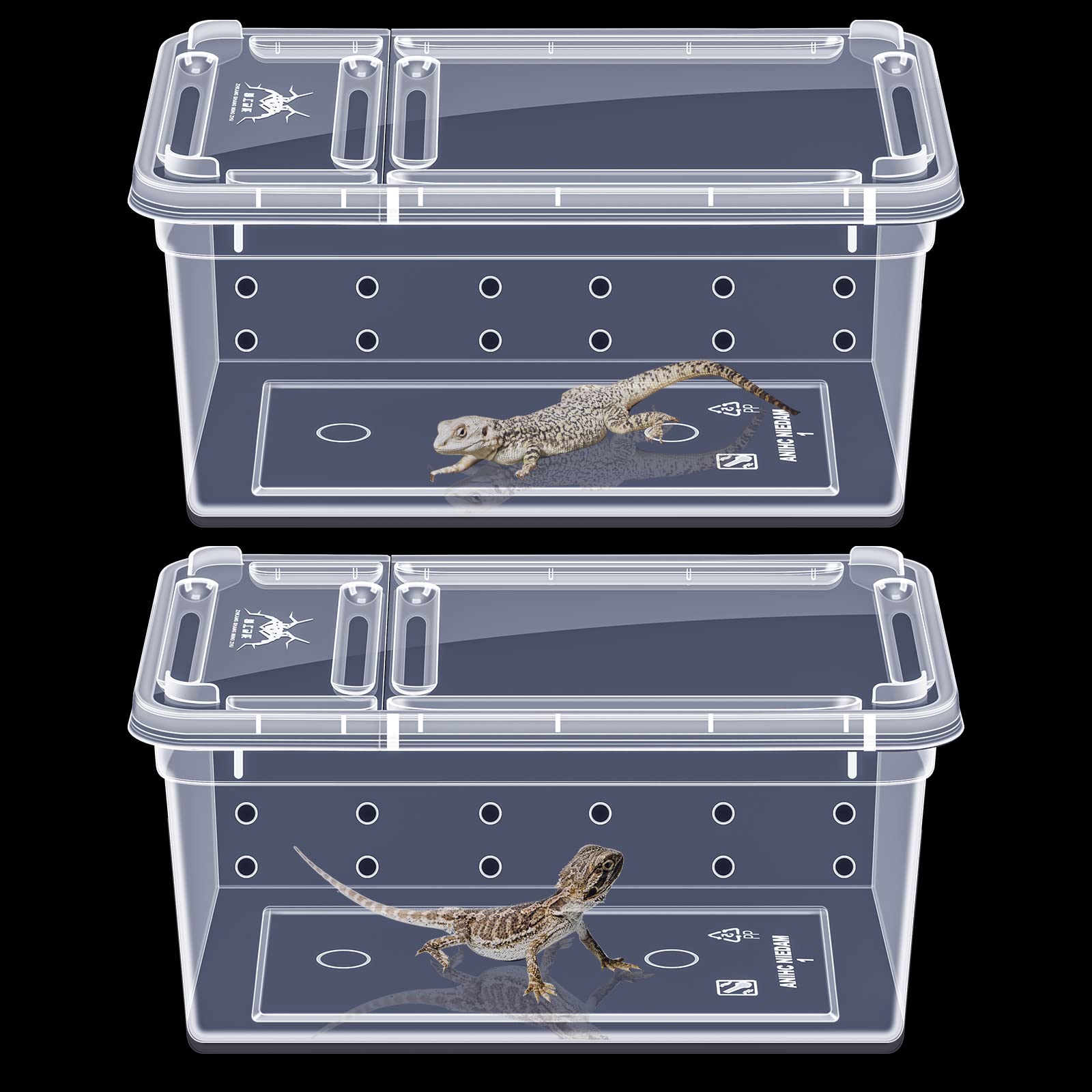 Irenare 8 Pcs Reptile Breeding Breeding Box Plastic Spider Terrarium Tarantula Feeding Box For Bearded Dragon Lizard Spider Gecko Scorpion, 5.9 X 3.9 X 2.5 In