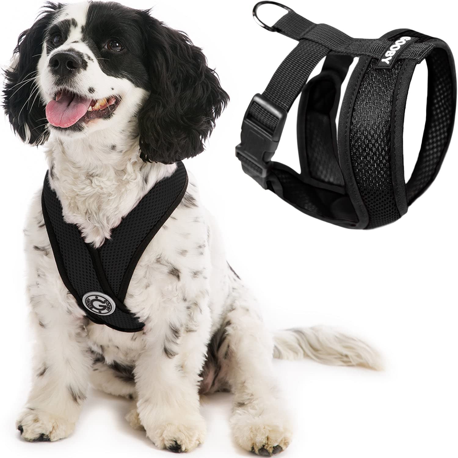 Gooby Comfort X Head In Harness - Black, Small - No Pull Small Dog Harness, Patented Choke-Free X Frame - Perfect On The Go Dog Harness For Medium Dogs No Pull Or Small Dogs For Indoor And Outdoor Use