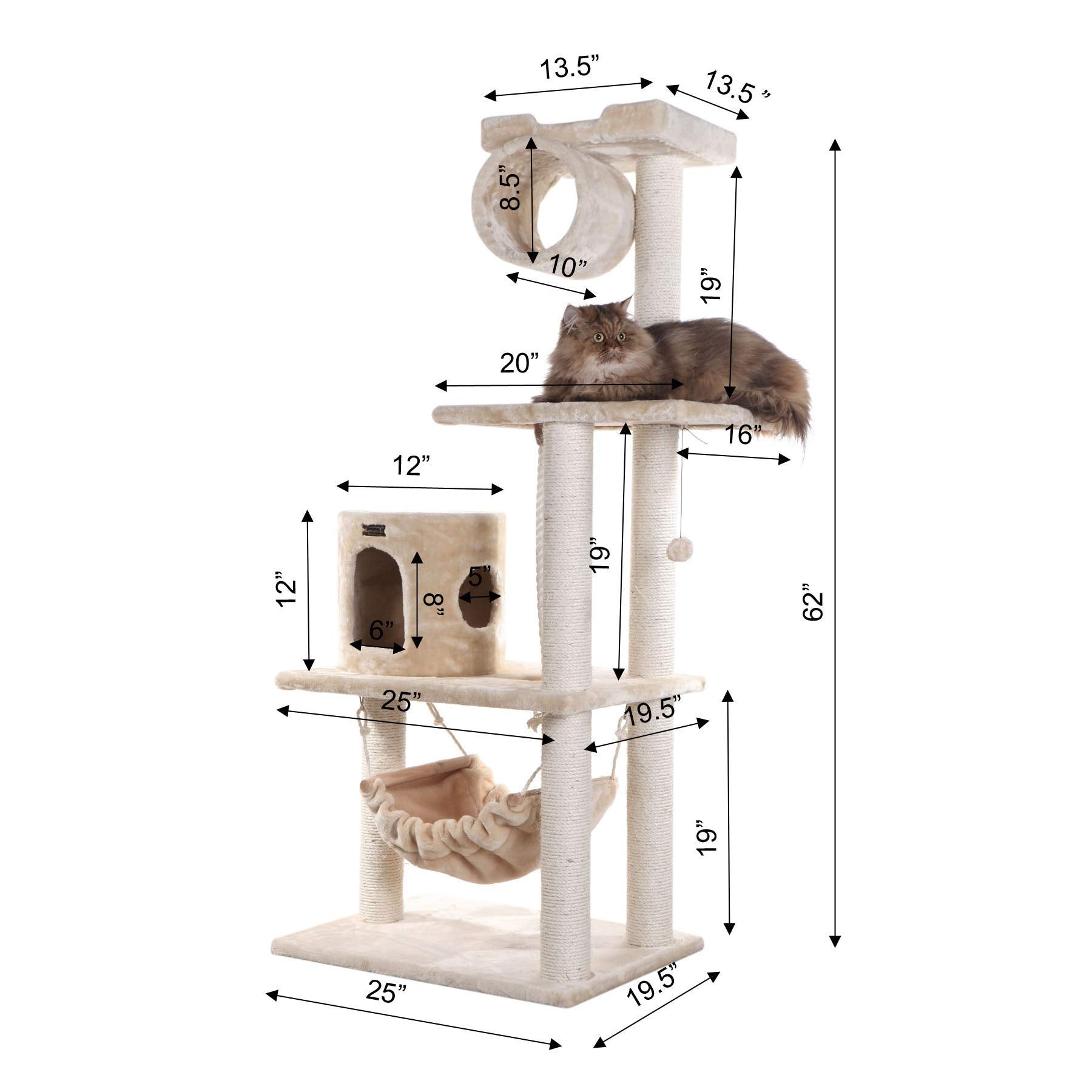 Armarkat Cat Tree Model A6202, Beige, 36'(L)X20'(W)X62'(H)
