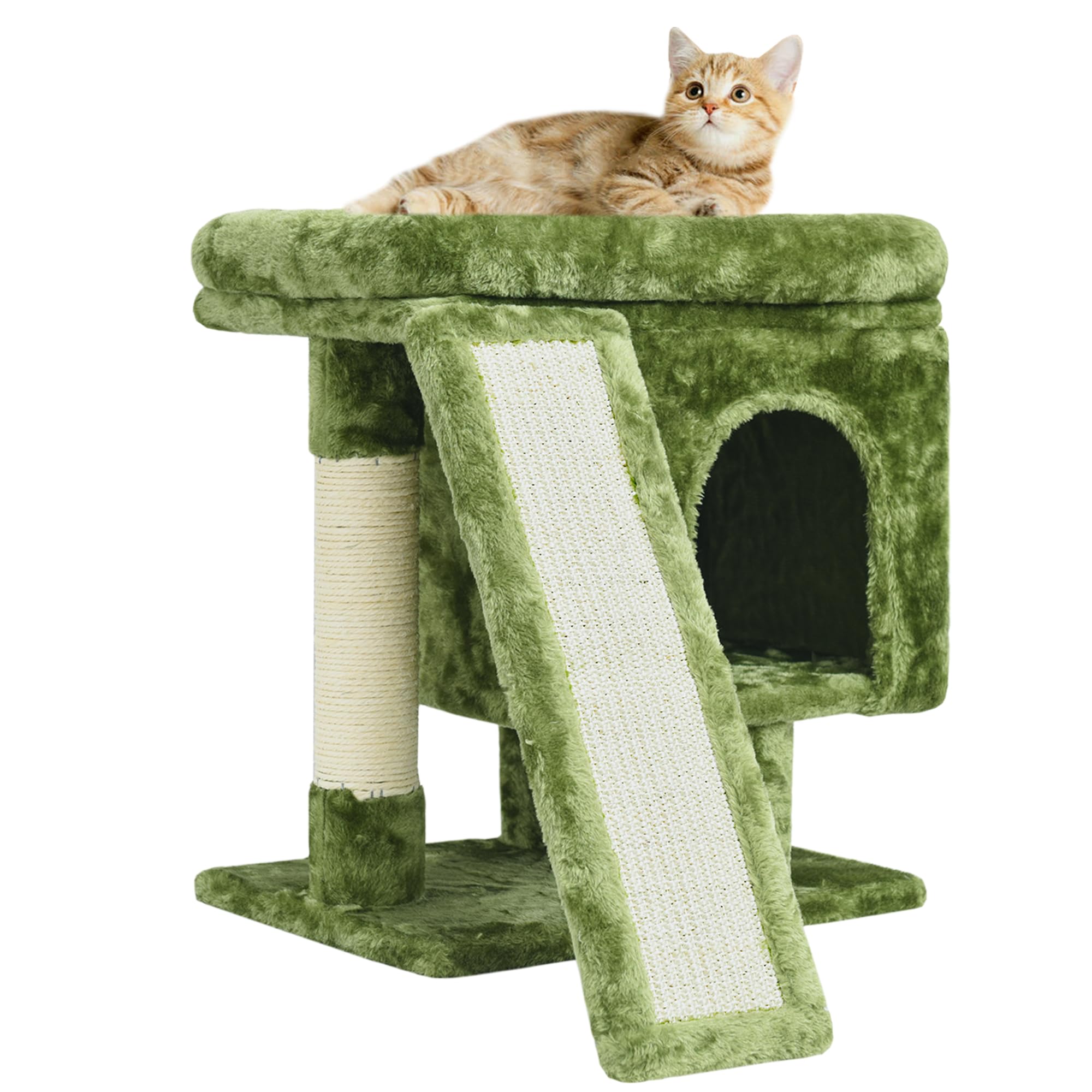 Yandlvy Small Cat Tower For Cats, Cute Cat Tree For Indoor Cats, Kittens Condo With Scratching Post And Board, Cat Cave, Modern 
