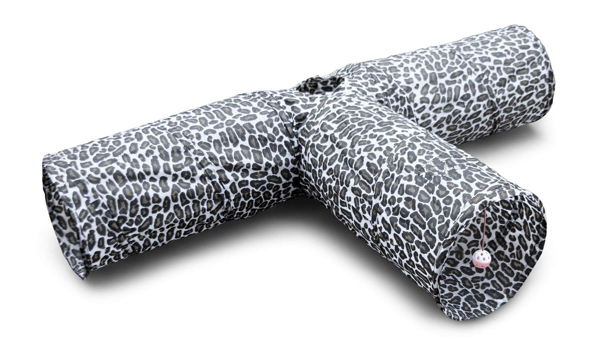 Feline Ruff 3 Way Cat Tunnel. Extra Large 12 Inch Diameter And Extra Long. A Big Collapsible Play Toy. Wide Pet Tunnel Tube For Rabbits, Kittens, Large Cats, And Dogs (Animal Print)