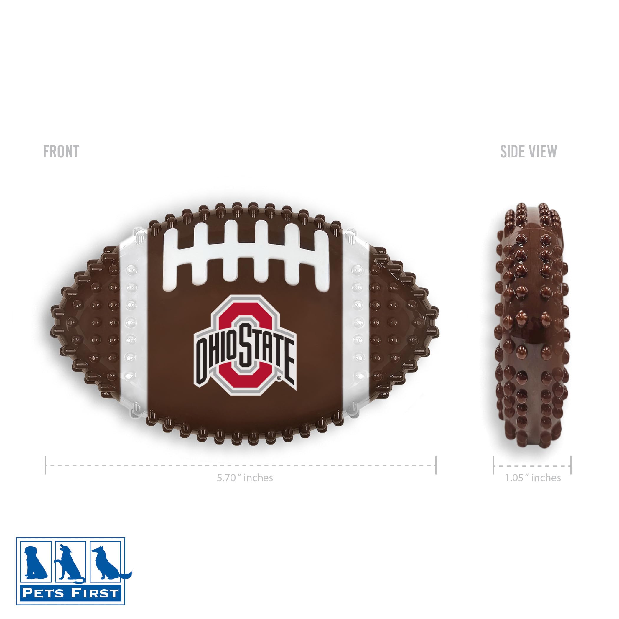 Ncaa Ohio State Buckeyes Mega-Chew Hard Nylon Bacon-Flavored Dog Bone Football Chew Toy. Interactive Tasty & Fun Dog Chew Toy. I