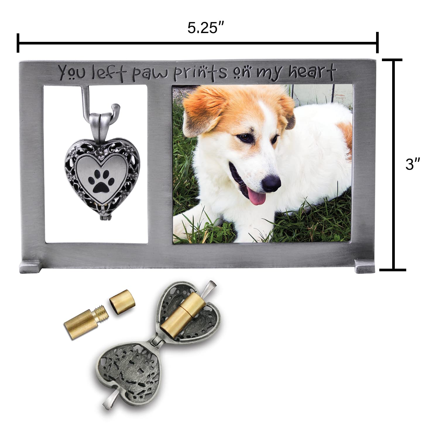 Cathedral Art Paw Prints on My Heart Pet Memorial Frame, 2.25"x2.5", Silver, Metal, Model PF404