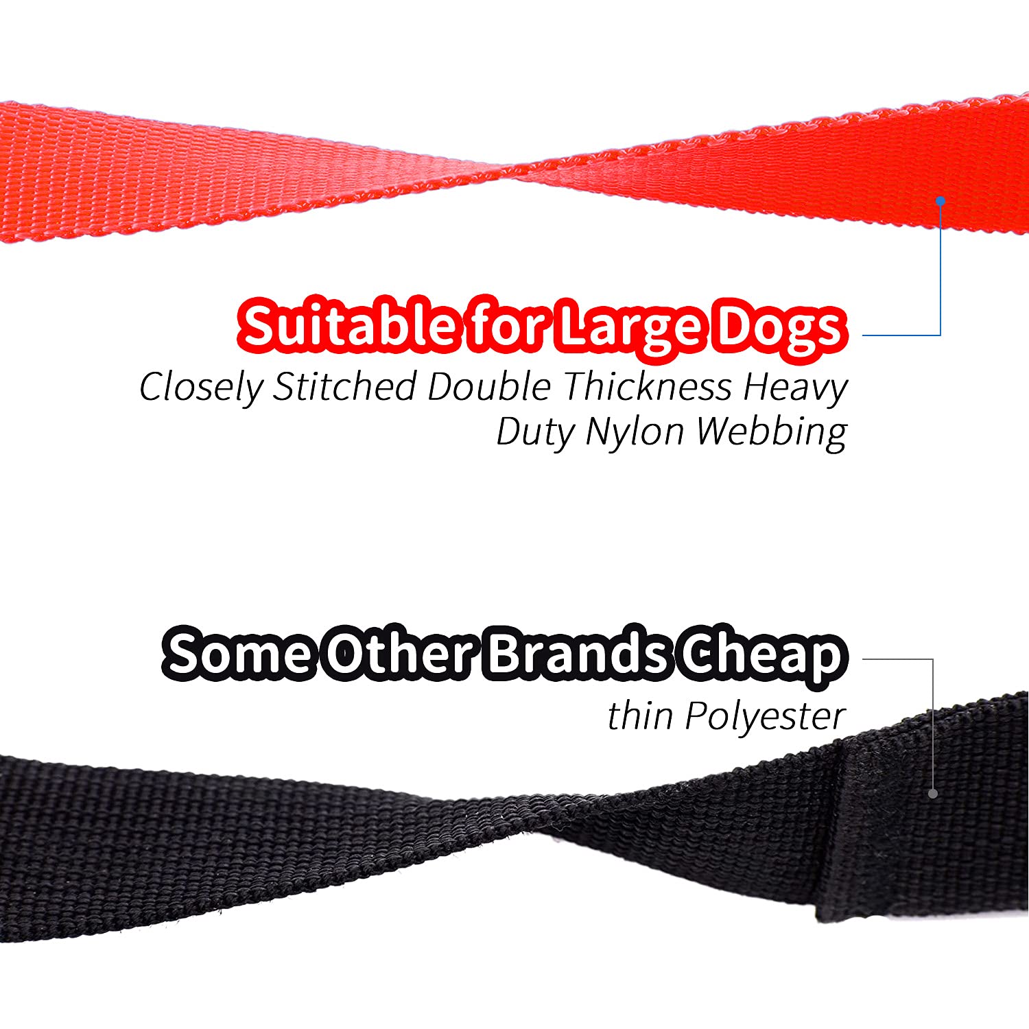 Hikiss Long Dog Leash Obedience Recall Training Agility Lead With Thickening Material For Large Dog - 15Ft 20Ft 30Ft 50Ft 100Ft Training Leash(Red 15Ft)