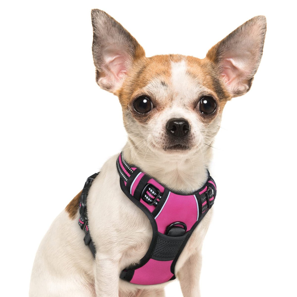 Eagloo Dog Harness Small Sized Dog, No Pull Service Vest With Reflective Strips And Control Handle, Adjustable And Comfortable For Easy Walking, No Choke Pet Harness With 2 Metal Rings, Rose Red, S