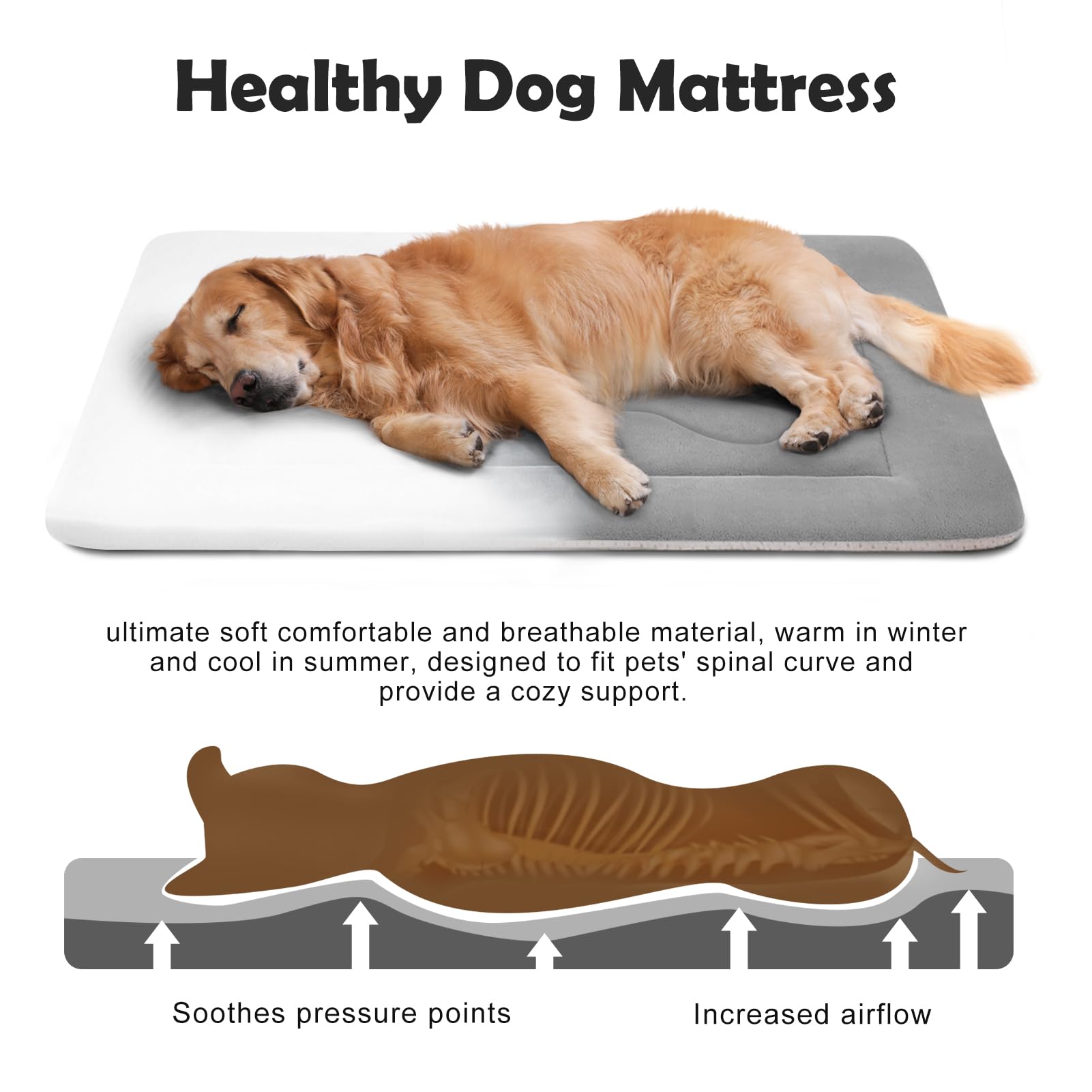 Joicyco Extra Large Dog Bed Crate Mat 47 In Non-Slip Washable Soft Mattress Kennel Pads