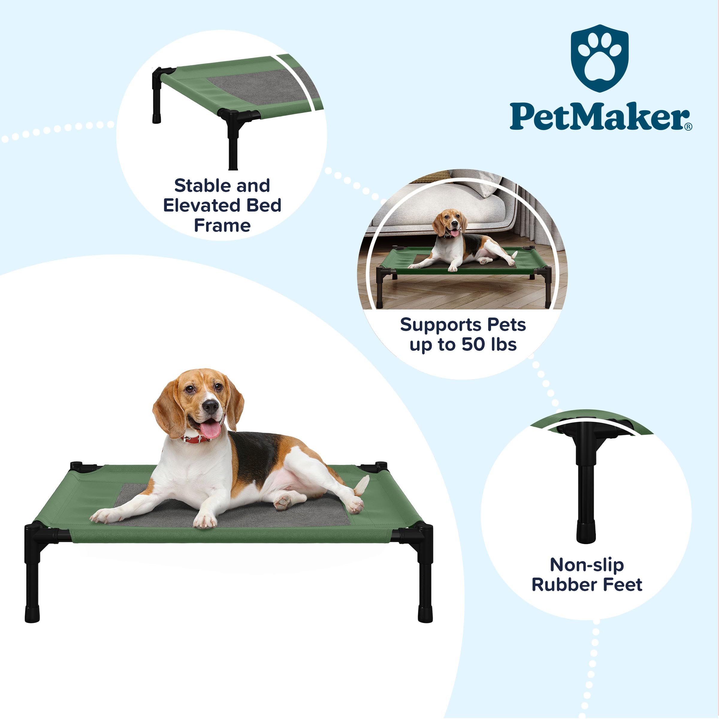 Elevated Dog Bed ? 30X24 Portable Bed For Pets With Non-Slip Feet ? Indoor/Outdoor Dog Cot Or Puppy Bed For Pets Up To 50Lbs By