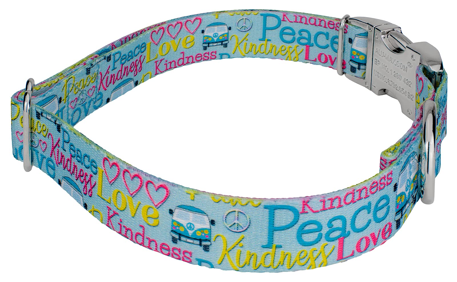 Country Brook Petz - Premium Love And Peace Dog Collar And Leash - Groovy Collection Featuring Far Out Designs (1 Inch, Large)