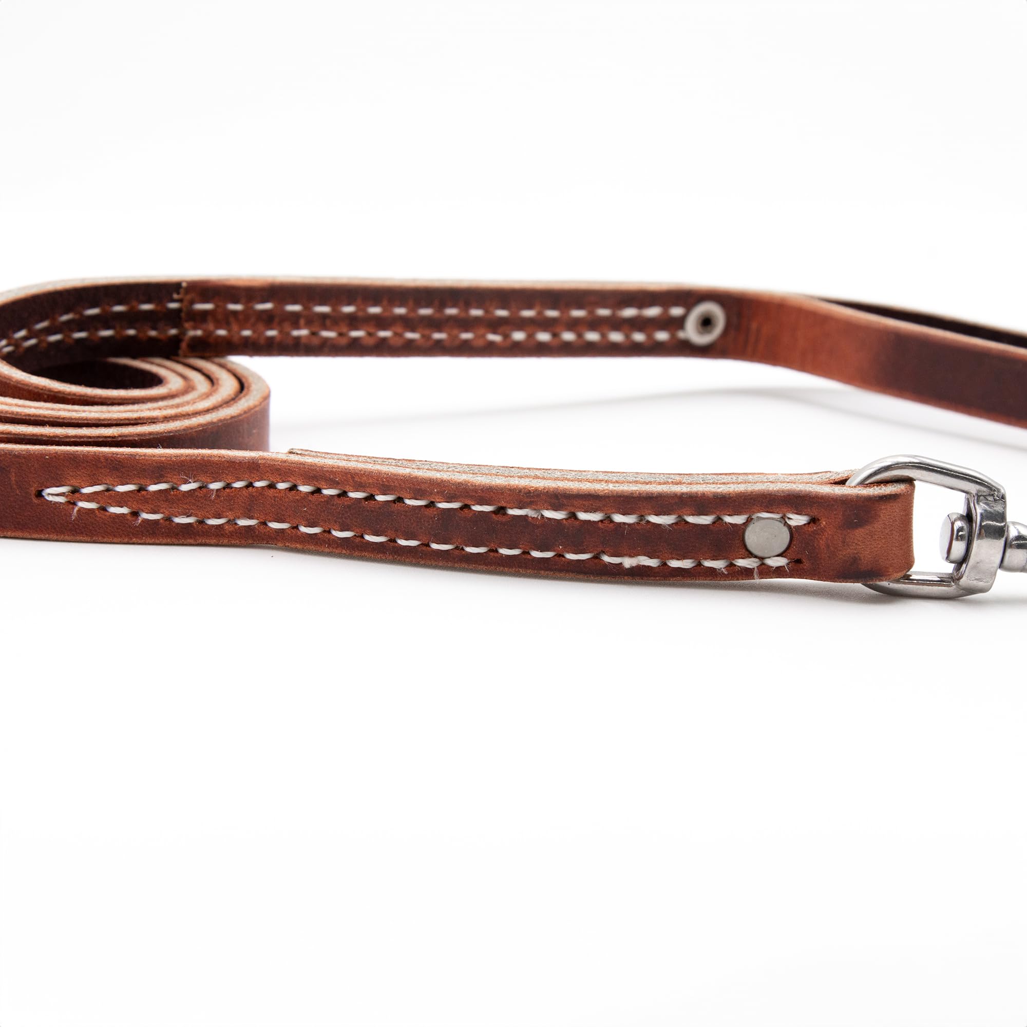 Leerburg 6ft Brown Latigo Leather Leash - 1/2 inch, Stainless Steel Hardware, Amish Made in Wisconsin