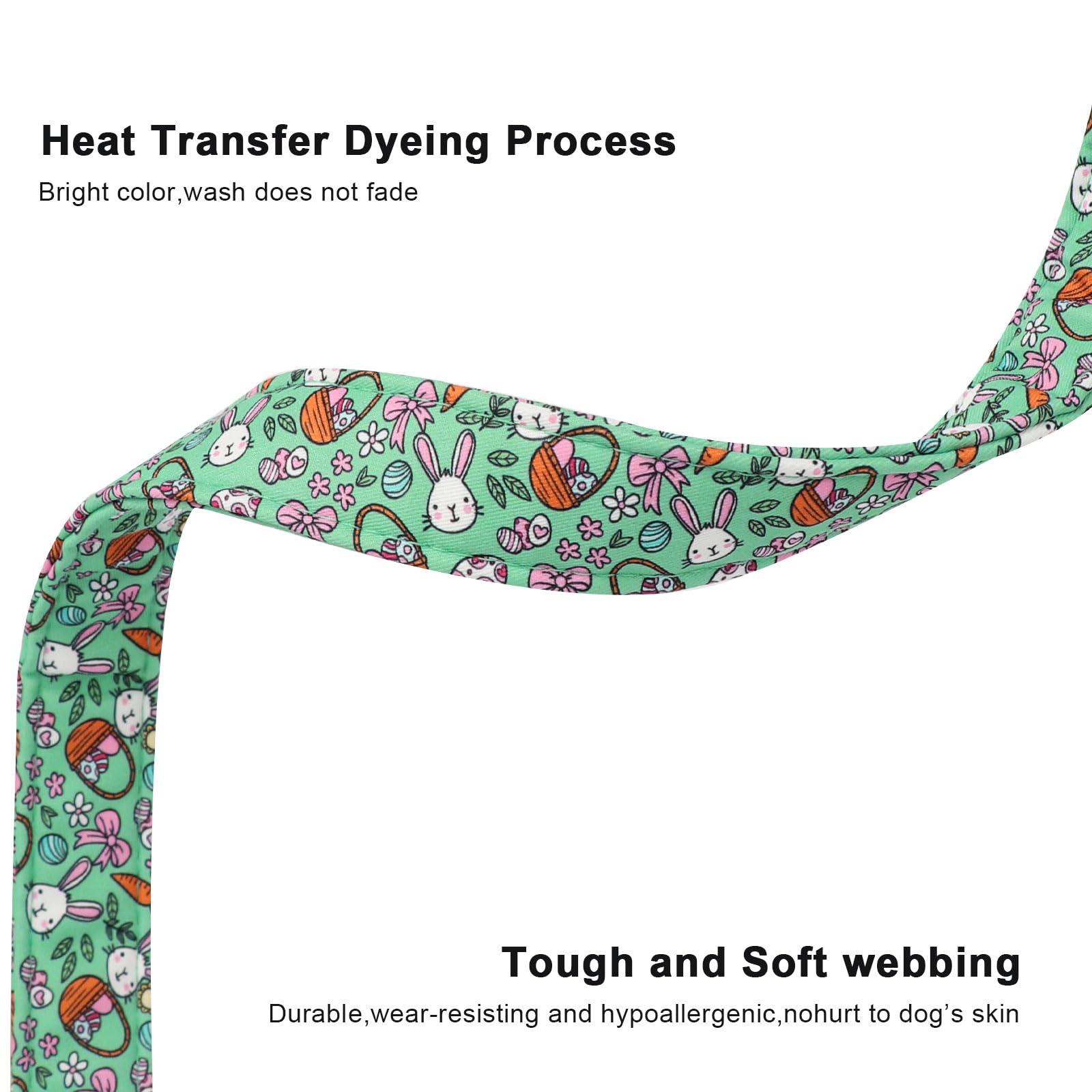 Lionet Paws Easter Dog Collar- Cute Green Eggs Dog Collars With Plastic Buckle, Light Adjustable Dog Medium Collars With Rabbit