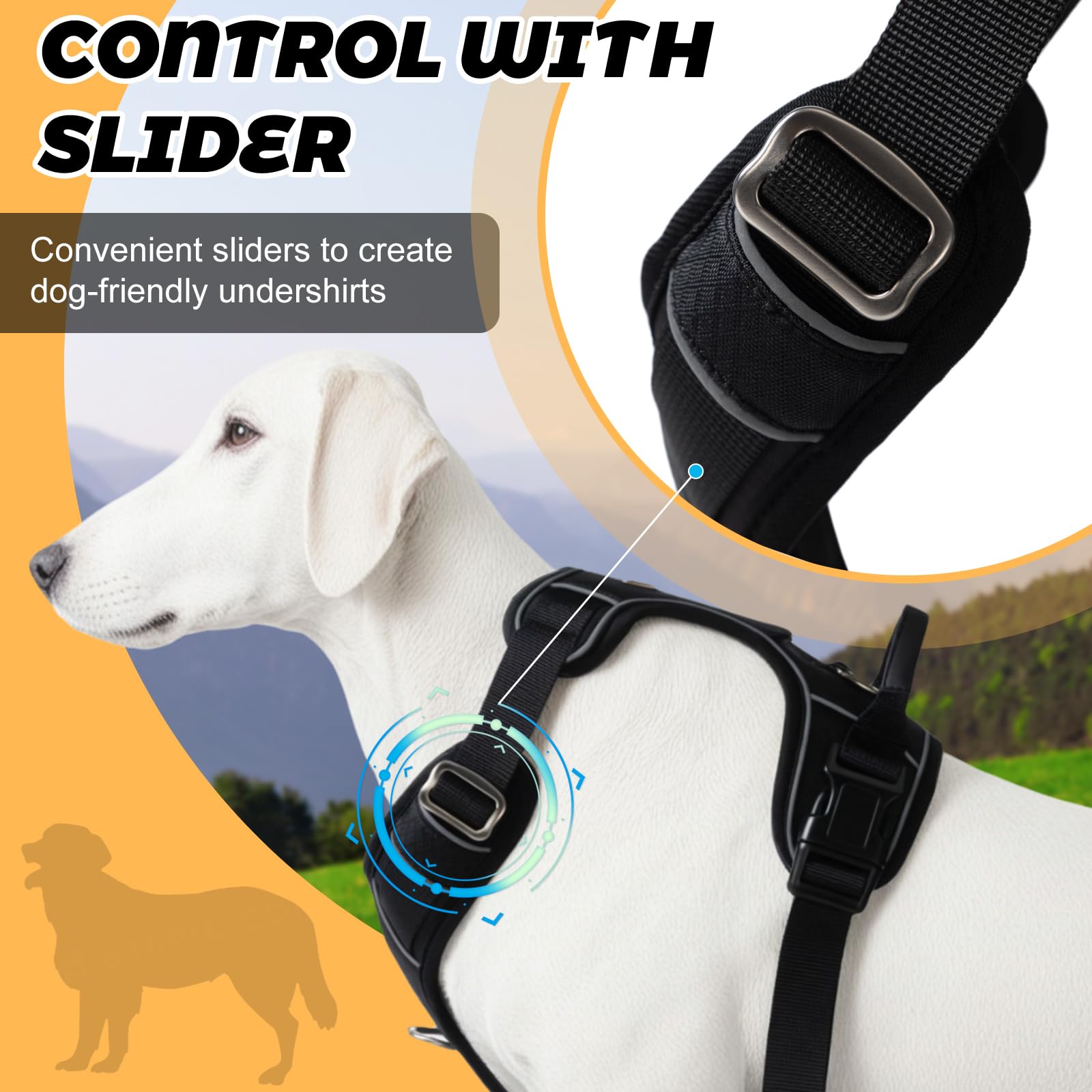 Kvvkii Dog Harness, Adjustable No-Pull Harness With 2 Leash Buckles, Easy-To-Control Handle For Medium Dogs, Harness For Large D