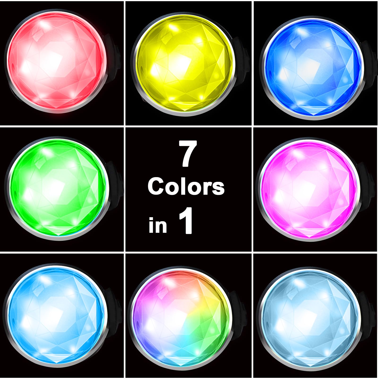 Tubasion 2-Pack Rechargeable Dog Collar Light, 2024 Best 7 Color Changing Light For Dog Collar With 100% Waterproof And Durable