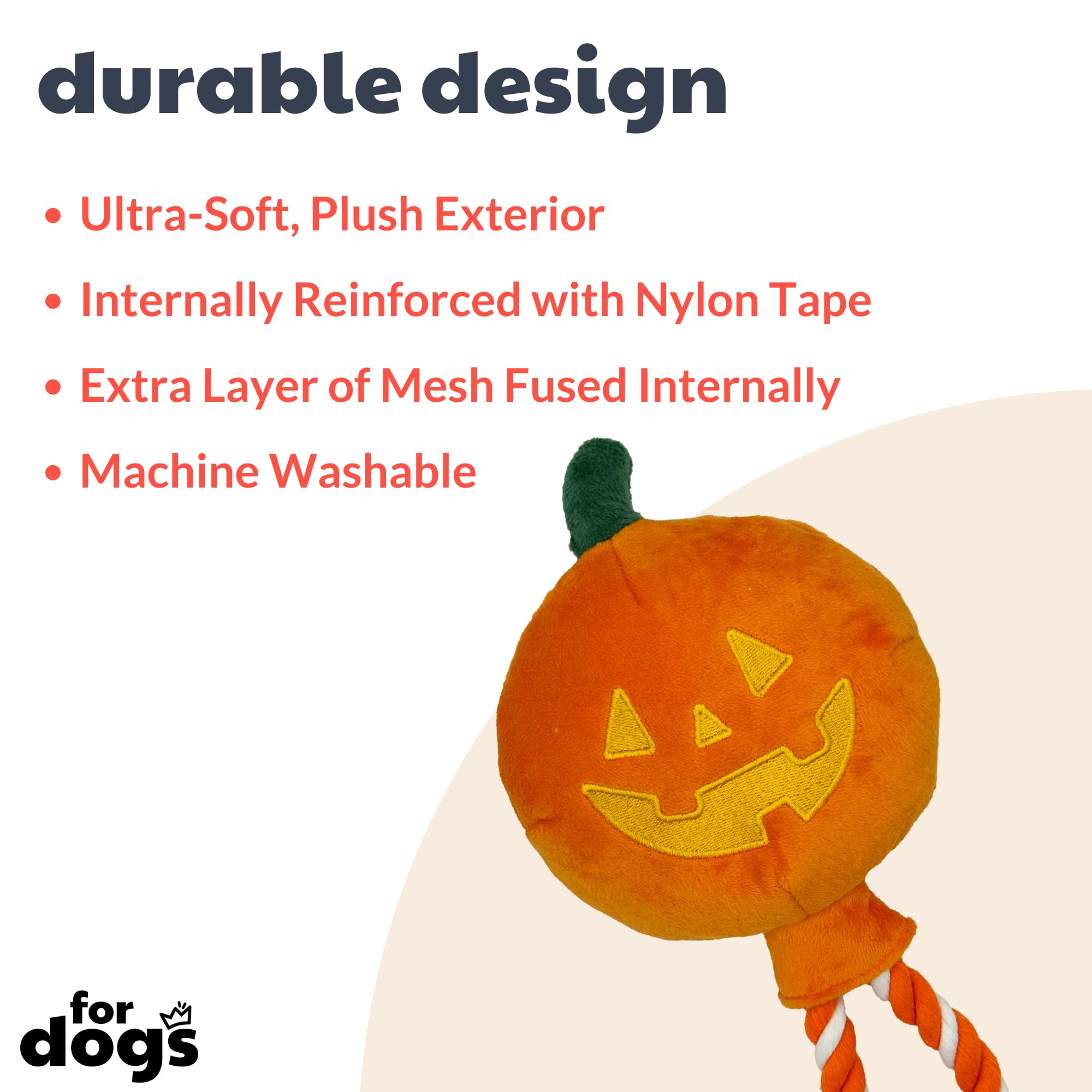 Huxley & Kent For Dogs | Jack-O-Lantern Safety Pop | Halloween Fall Power Plush Dog Toy With Squeaker | Funny Dog Toy | Cute Dog Toy | H&K Squeaky Dog Toy