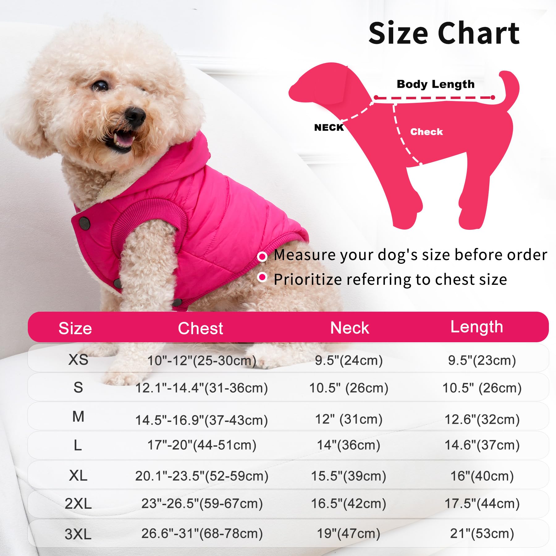 Vecomfy Fleece Lining Extra Warm Dog Hoodie In Winter For Medium Dogs Jacket Pet Coats With Hooded Pink L
