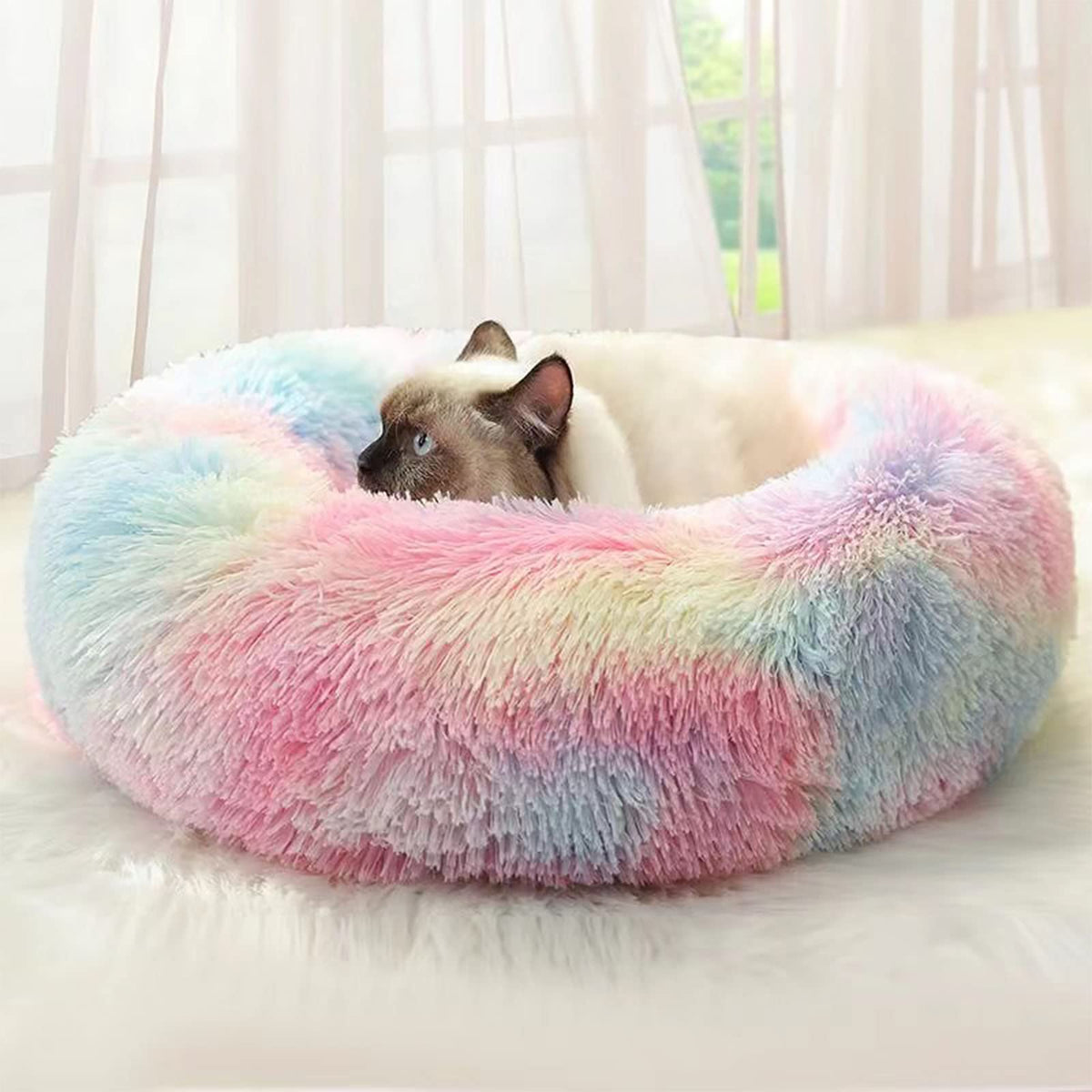 Cat Beds For Indoor Cats,24 Inch Dog Bed For Small Melium Large Dogs, Washable-Round Pet Bed For Puppy And Kitten With Slip-Resi