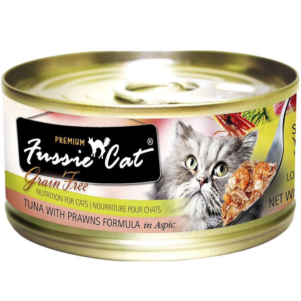 Fussie Cat Premium Grain-Free Canned Wet Food Variety Bundle - 2.8 Oz. - Tuna with Chicken, Tuna with Shrimp, Tuna with Oceanfis
