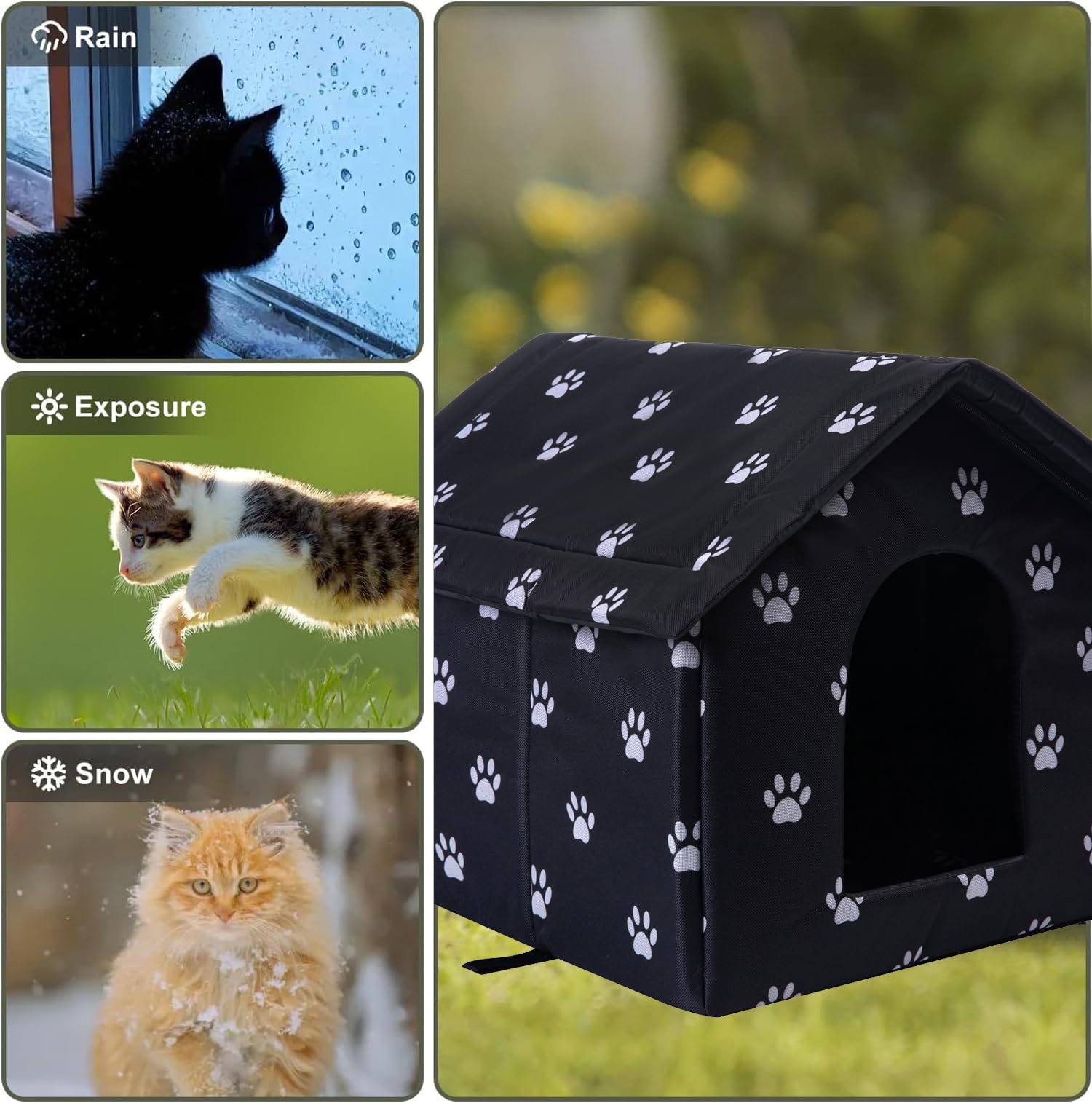 Cat Houses For Outdoor Cats Outdoor Houses For Feral Cats House With Weatherproof Canvas Roof Stray Shelter (Large Cat Houses, B