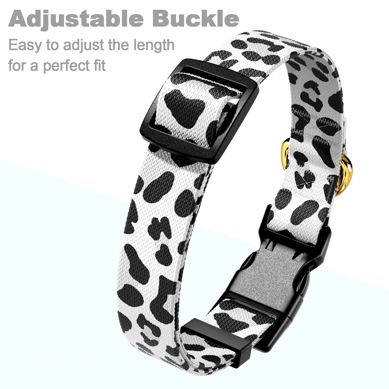 Rnivvi Dog Collar For Small Dogs, Cute Leopard Heavy Duty Adjustable Puppy Collar With Quick Release Buckle For Boy Girl & Femal