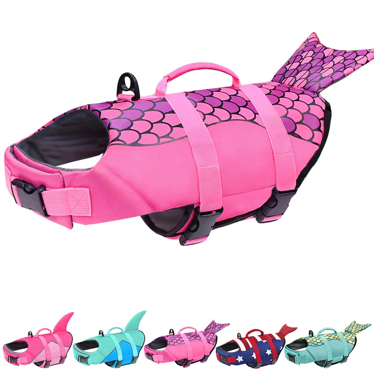 Malier Dog Life Jacket, Ripstop Dog Life Vest Adjustable Dog Life Preserver With Strong Buoyancy And Durable Rescue Handle Puppy Life Jacket For Small Medium Large Dogs Swimming Boating (Large)