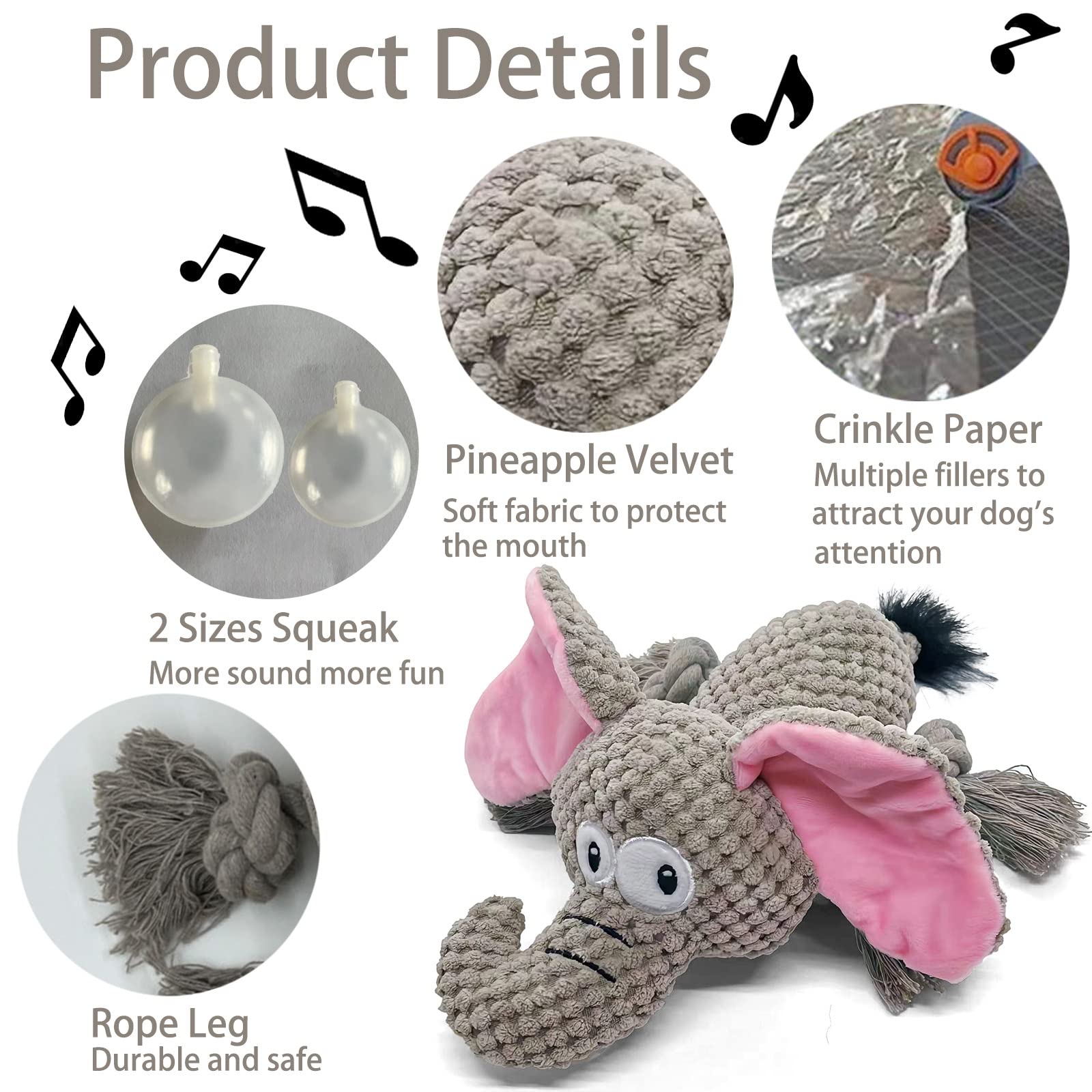 Aimeting Dog Toys, Durable Dog Chew Toys, Dog Squeak Toy With Fun Crinkle Paper, Plush Toys Suitable For Small, Medium, Large Do