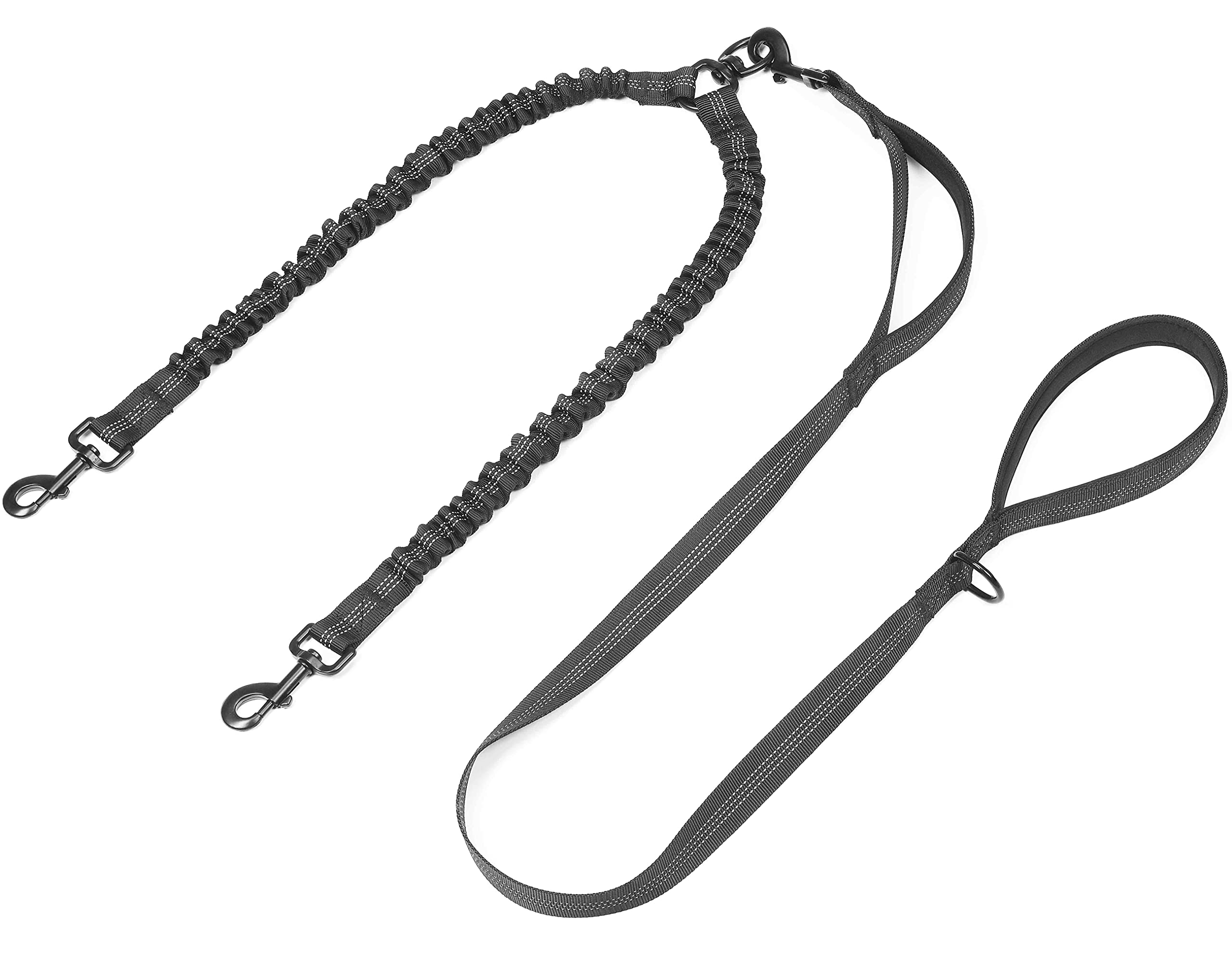 Iyopets Dog Leash For 2 Dogs, Double Leash With Tangle Free Swivel And Reflective Bungee For Dual Small Medium Large Dogs (18~12