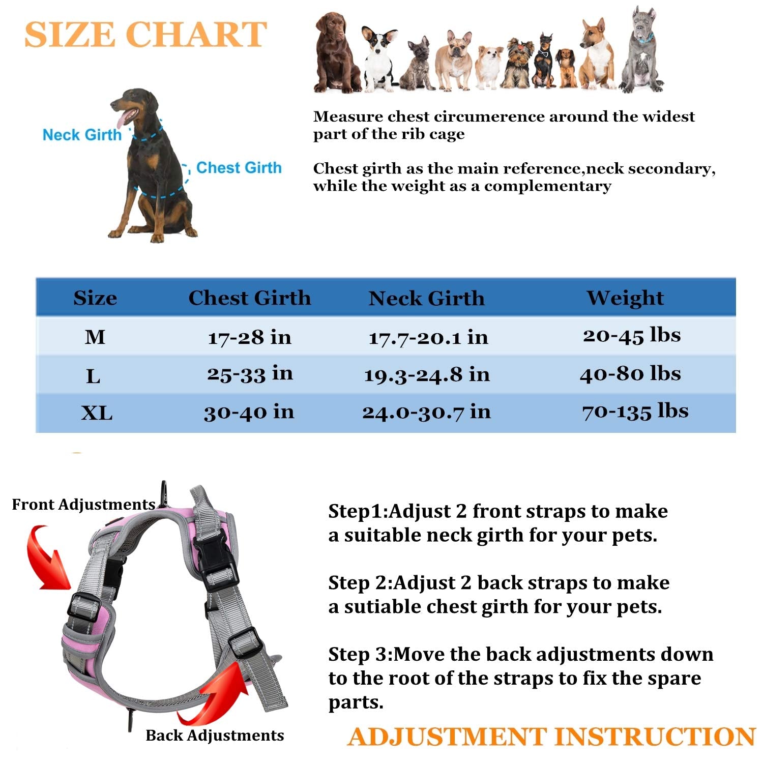 Coohom No Pull Dog Harness With Handle And Two Leash Attachments,Adjustable Outdoor Pet Harness With Reflective Oxford Material For Small Medium Large Dogs (M, Khaki 2022)