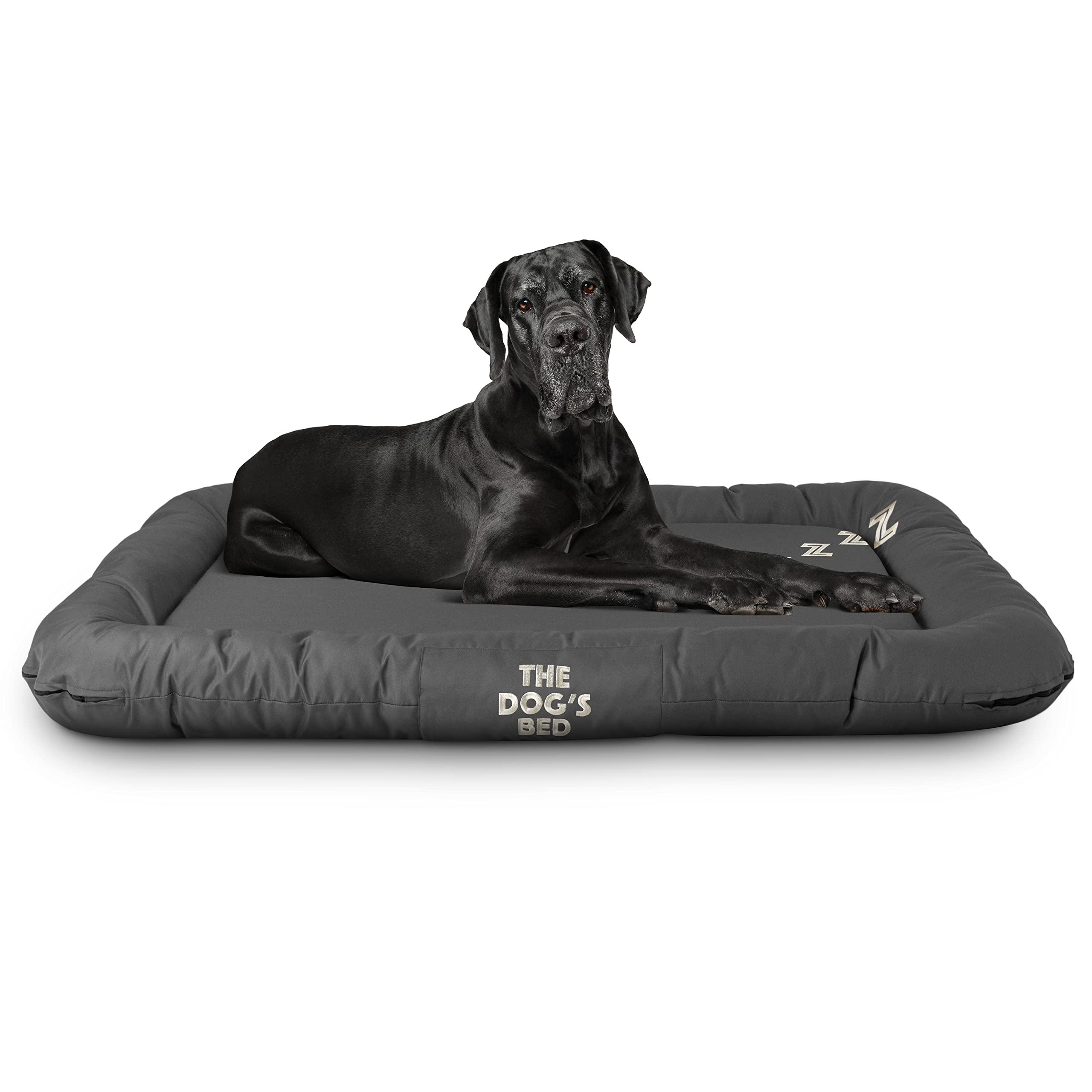 The Dog’S Bed Utility Waterproof Dog Bed, Xxl, Durable Grey Oxford Fabric, Tough Ykk Zippers, Washable Reversible Cover, Dog Beds For Home Car Crate & Yard, Puppy & All Pet Comfort, Veterinary Approved