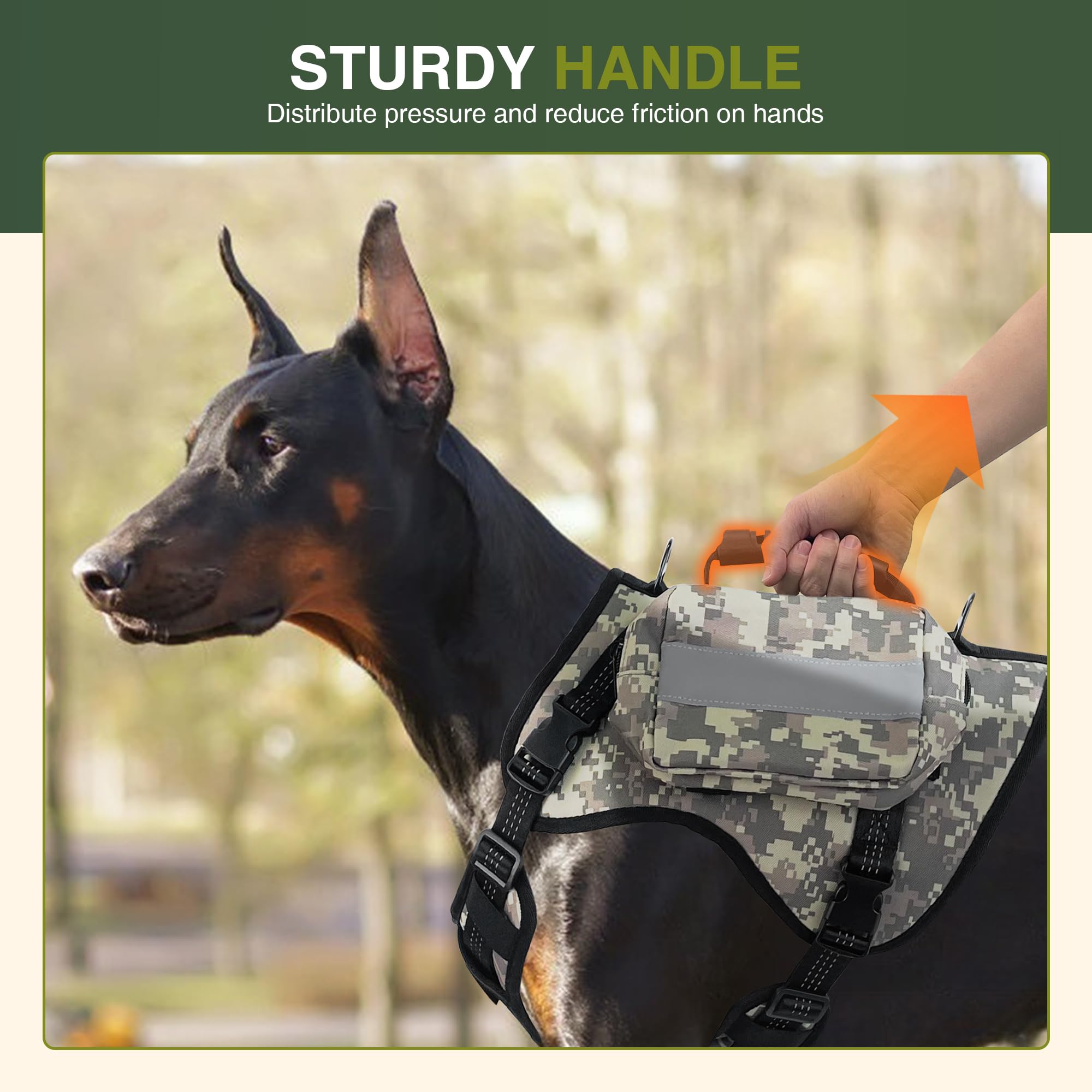 Dog Tactical Harness With Reflective Design, Breathable And Adjustable Tactical Dog Vest, No Choke Harness, Military Grade Gear