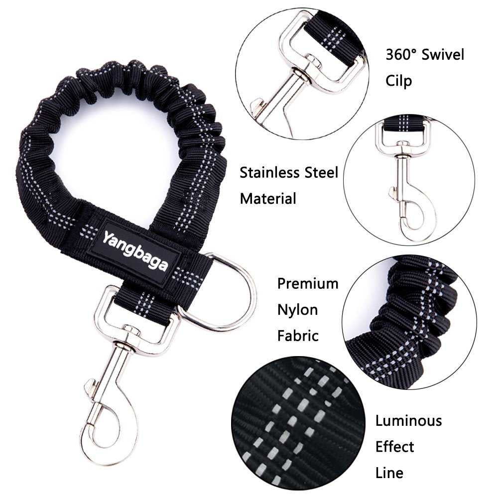 Yangbaga Dog Leash Extender - Bungee Attachment, Nylon, 17''-23'', Black, for Dogs 20-60lbs, Model 555