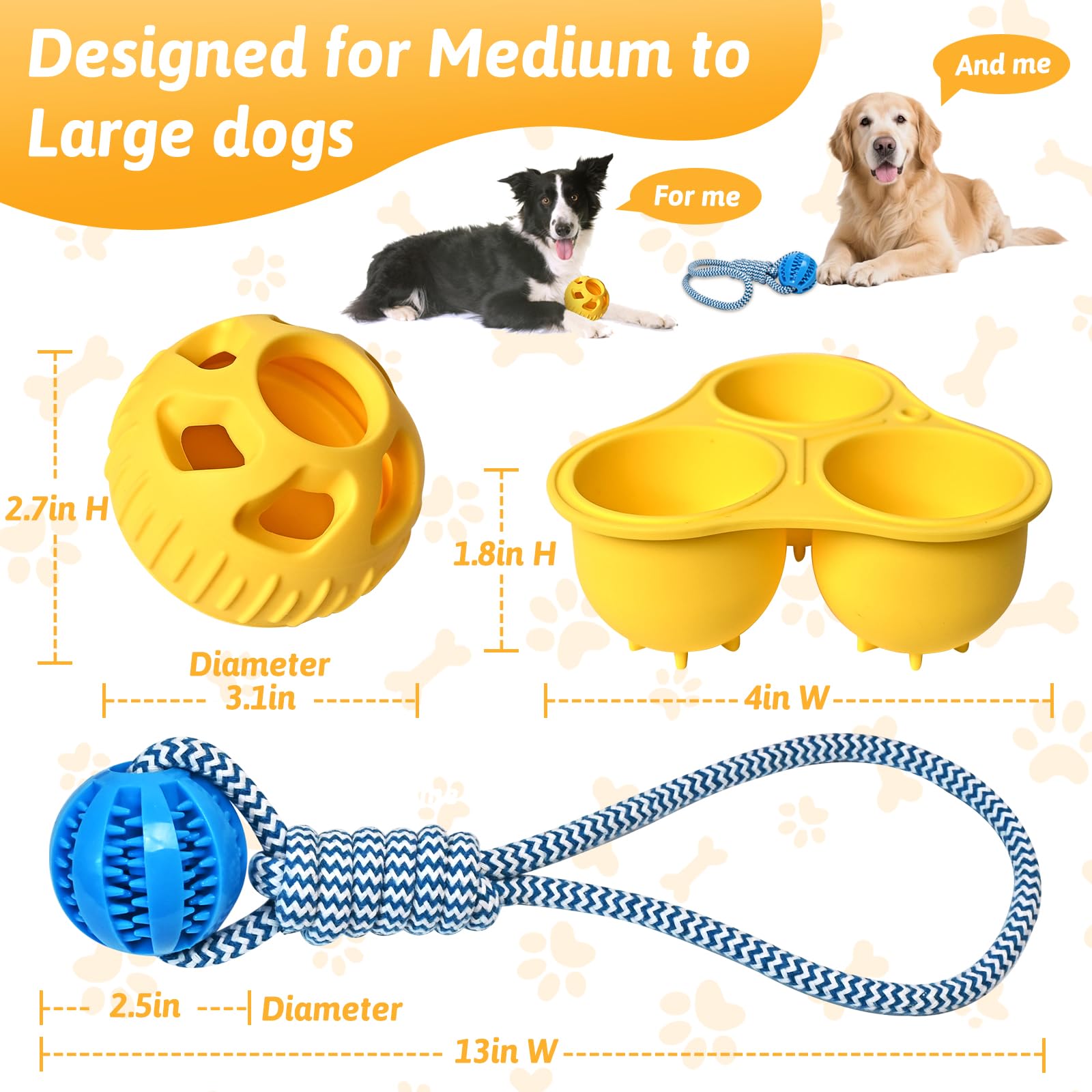MASHDE Treat Dispensing Dog Toys & Dog Puzzle Toy to Keep Them Busy, Bite and Brush Dental Toy for Medium Large Dogs Bathing Gro