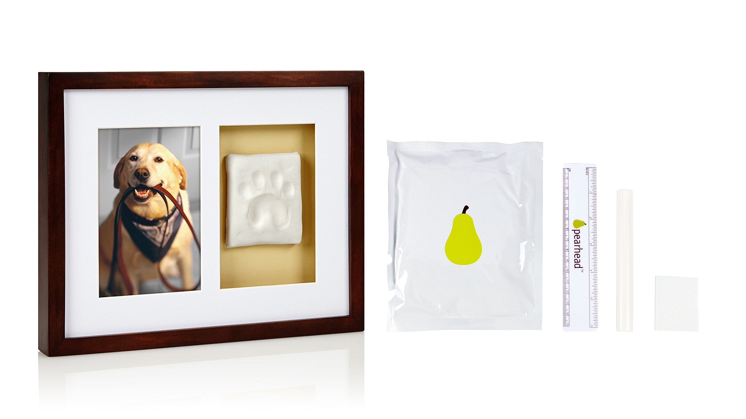 Pearhead Dog Or Cat Paw Prints Pet Wall Frame With Clay Imprint Kit, Pet Sentiment Keepsake Frame, Pet Memorial Picture Frame, Espresso 4 X 6'