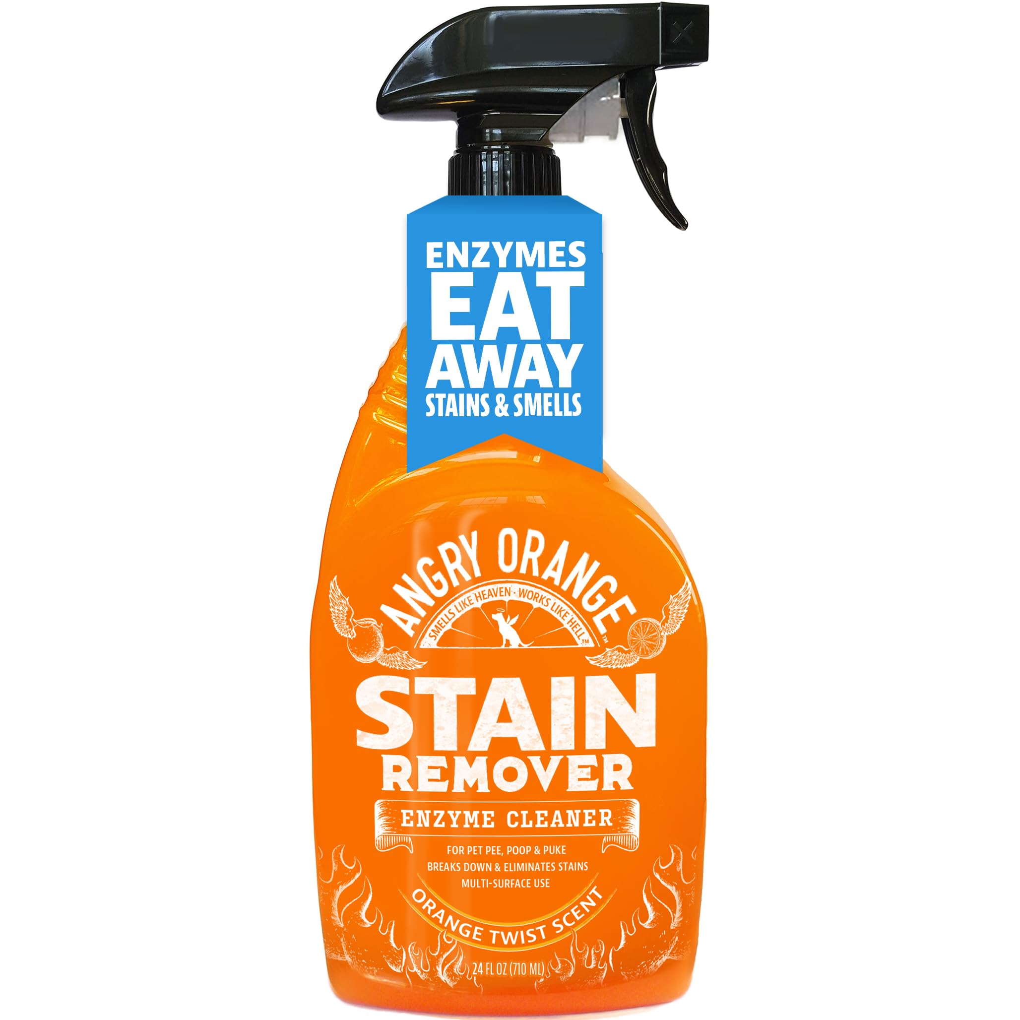 Angry Orange Stain Remover - 32Oz Enzyme Pet Cleaner - Dog & Cat Urine Destroyer And Stain Remover - Citrus Spray Cleaning Solution - Puppy Supplies
