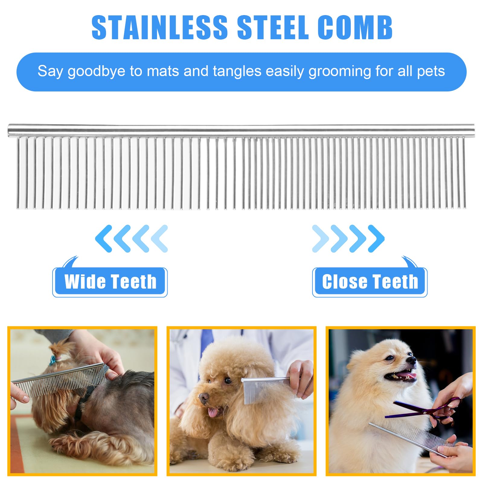Complete Pet Grooming Solution By Dog - 9Pcs Kit With Slicker Brush, Deshedding Tool, And Grooming Comb For All Breeds And Sizes