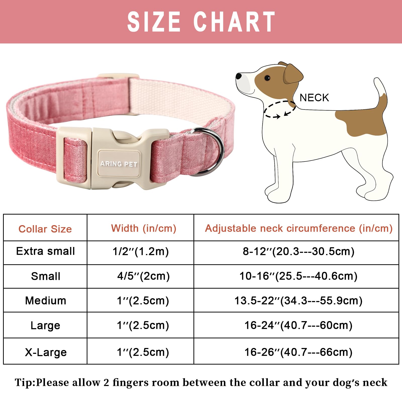 Aring Pet Pink Dog Collar-Cute Dog Collar For Small Dogs, Lightweight Cotton Wedding Pet Collars With Quick Release Buckle For Small Medium Large Dog