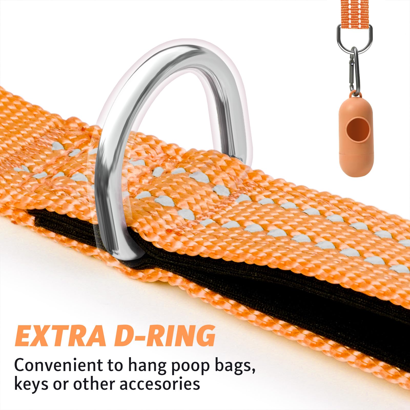 Xiaz 100 Feet Dog Training Leash, Nylon, Orange, Reflective, Padded Handle, 550 Lbs Bearing, Lightweight Suitable For Small, Med