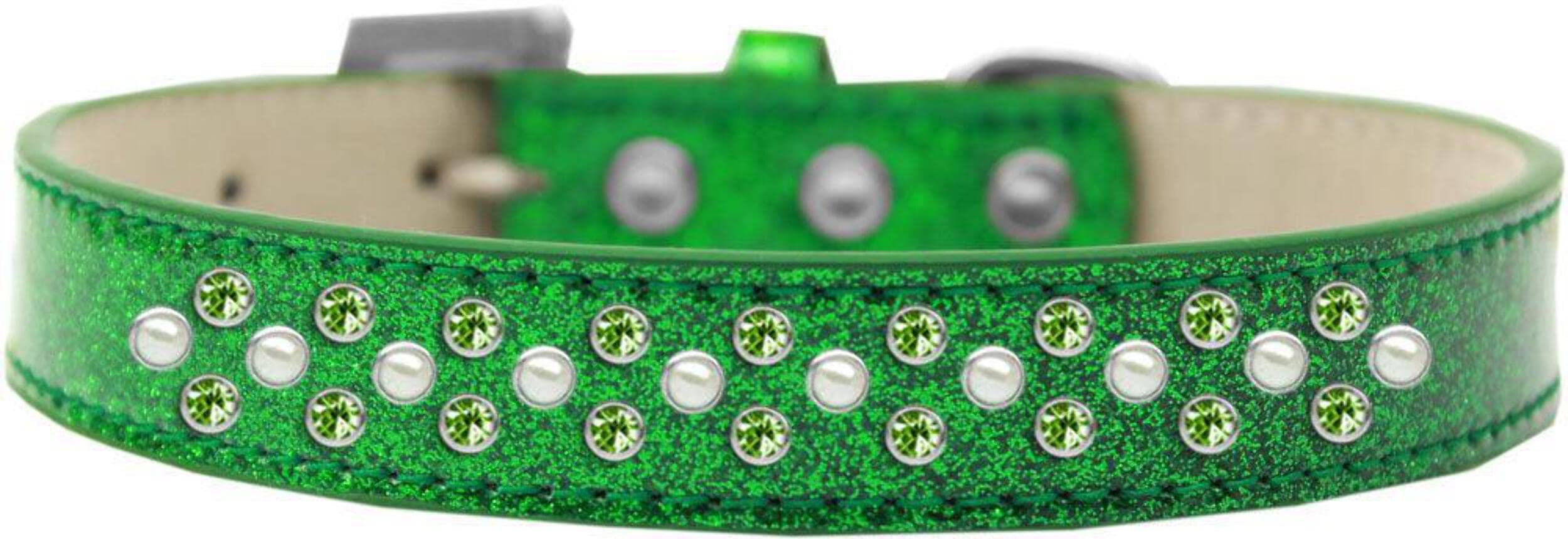 Mirage Pet Products Sprinkles Ice Cream Dog Collar with Pearl and Lime Green Crystals, Size 20, Black