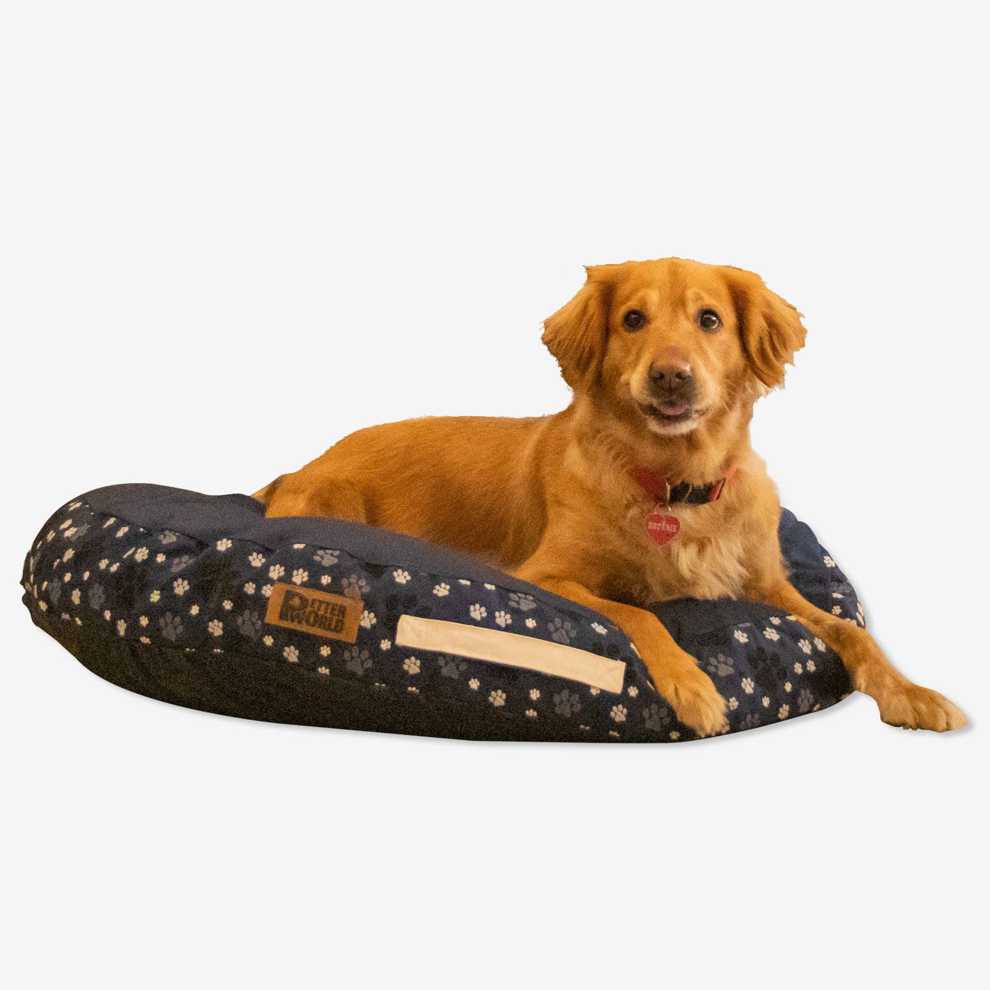 PETTER WORLD All Weather Outdoor Artisanal Round Cushioned Bed for Dogs & Cats with Washable Cover (Ensign Blue) (Small (23X23