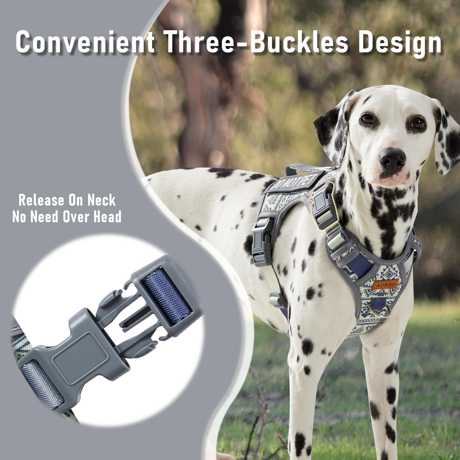 Tactical Dog Harness For Medium Large Dogs, No-Pull Pet Harness With 2 Leash Clips, Adjustable Soft Padded Dog Vest, Reflective