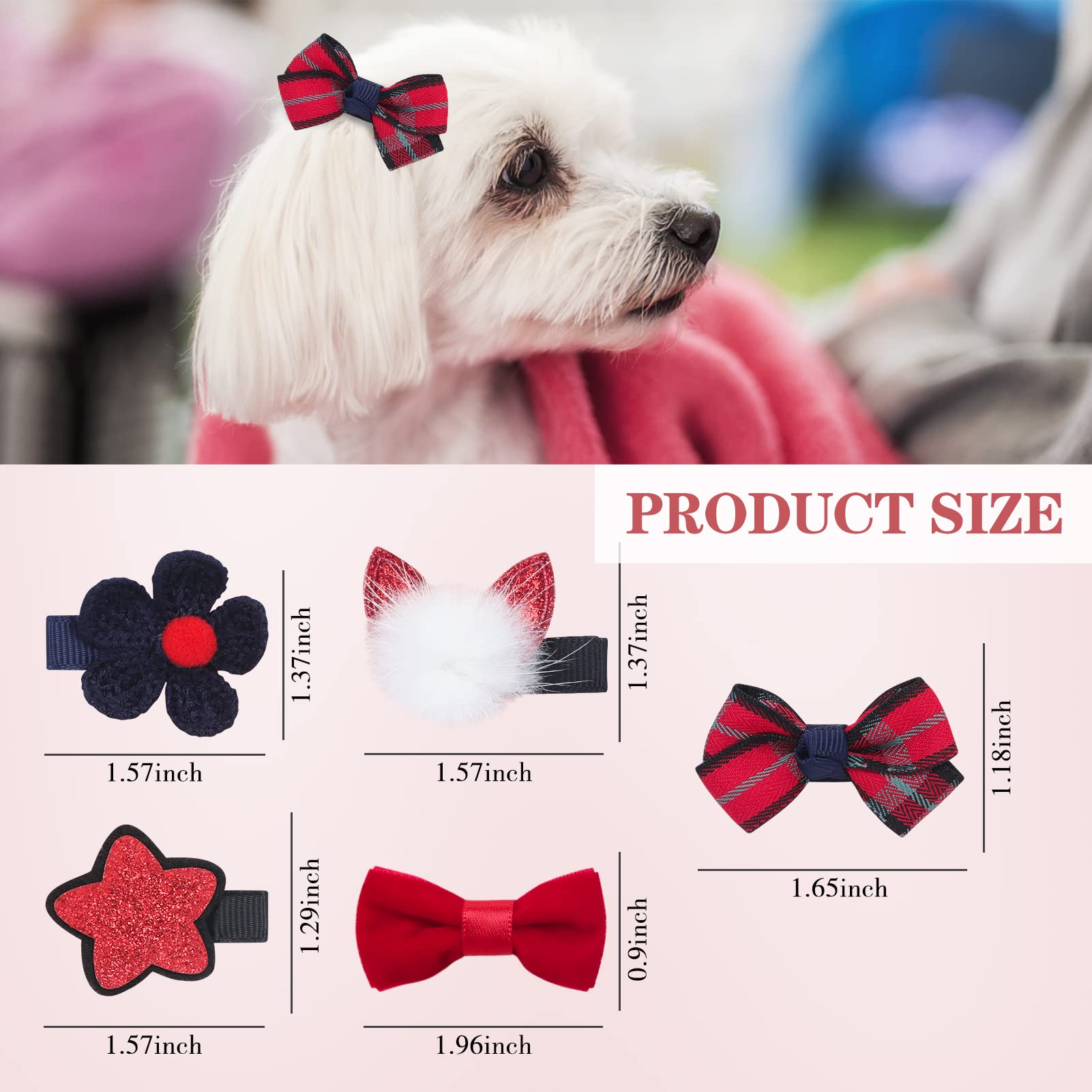 Www Small Dog Hair Accessories - 5 Pcs Cute Red Bow Flower Crown Hairpins, Barrettes For Girls, Puppies, And Cats - Party And Bi