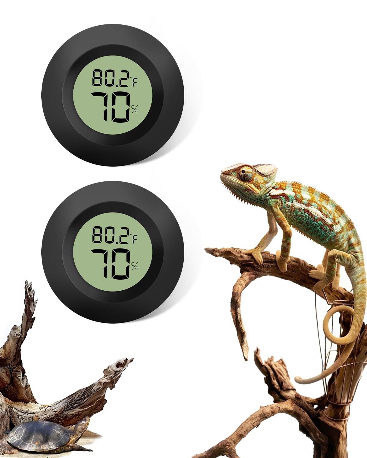 Reptile Tank Thermometer 2Pcs Reptile Thermometer, For For Bearded Dragon, Jumping Spider, Leopard Gecko, Hermit Crab, Gecko, Ba