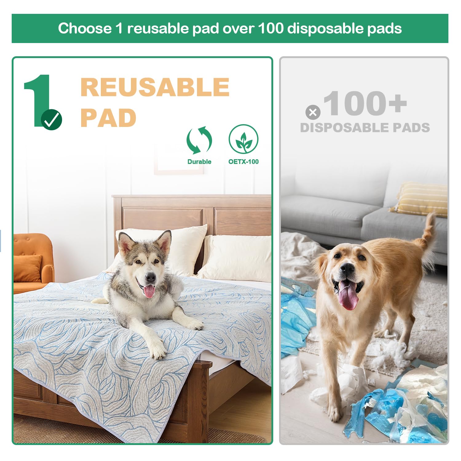 Qeils Pee Pads Reusable Washable Puppy Pads- Extra Large 72''X72'' Dog Training Pads, Absorbent Protective Pads Leakproof Potty