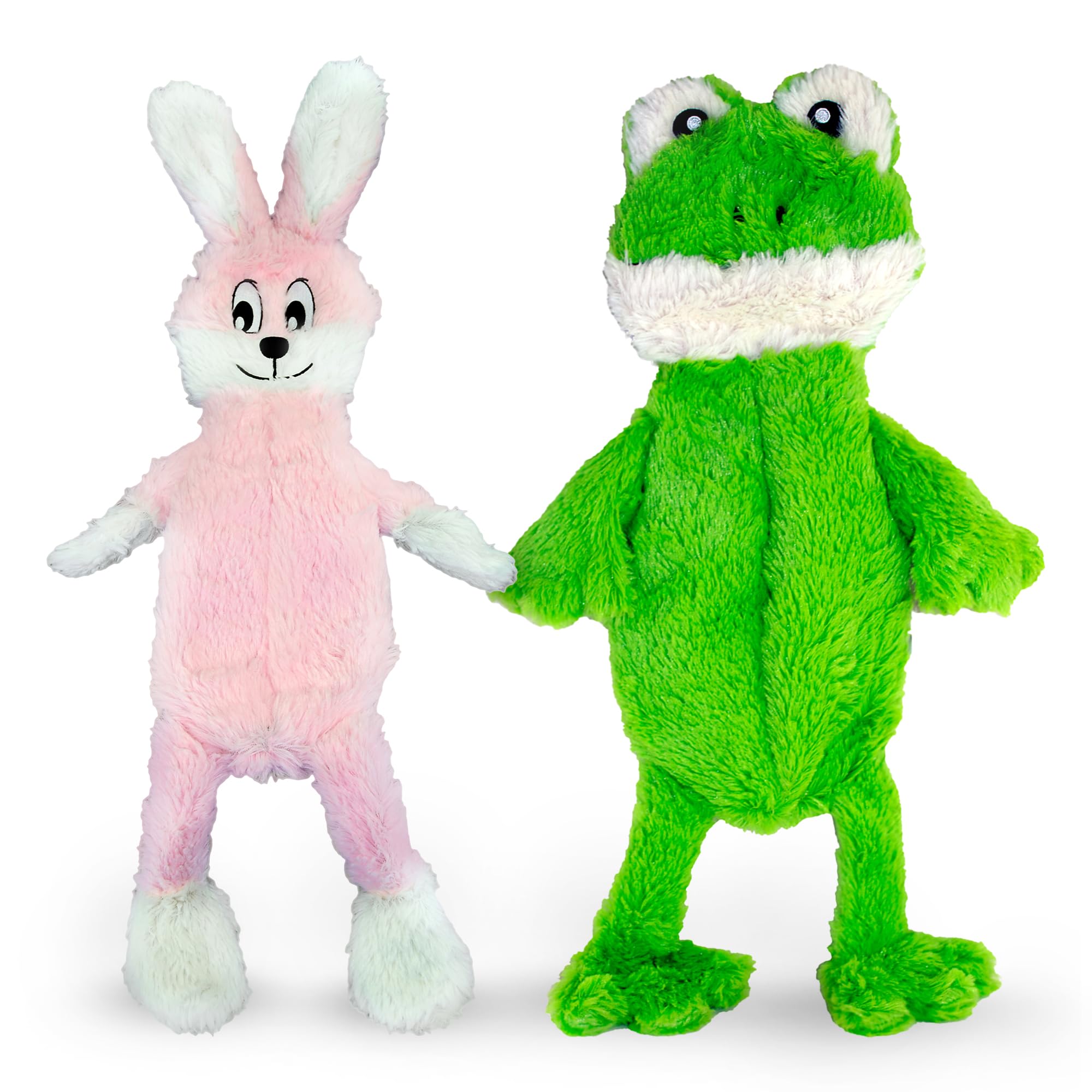 Fga Marketplace Frog-Pink Rabbit Flat No Stuffing No Squeak Plush Dog Toy, Funny Style Will Entertain Your Pet For Hours, Recomm