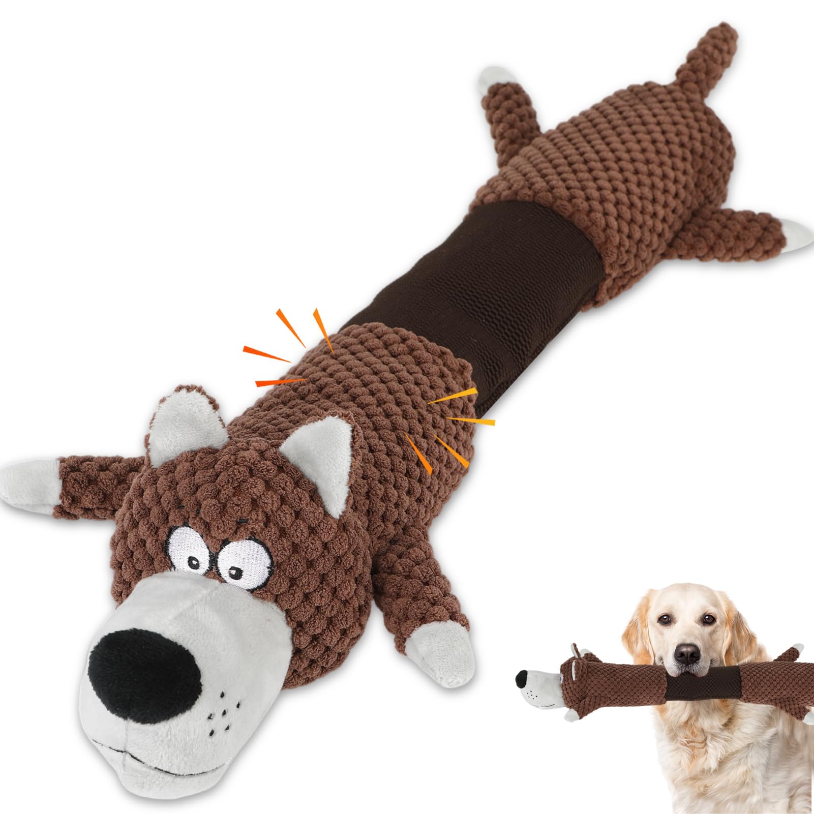 Eneston Squeaky Dog Toys With Crinkle Paper, Tough Puppy Toys And Plush Dog Chew Toy, Interactive Tug Of War Dog Toy For Small, 