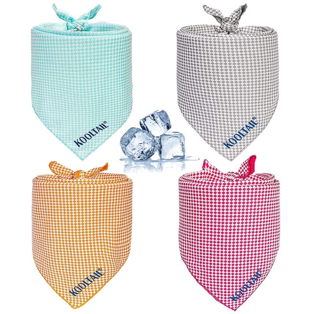 Dog Cooling Bandana 4 Packs - Kerchief Instant Ice Cooling For Summer Use Dogs Bibs Scarf For Small Medium Large Dogs